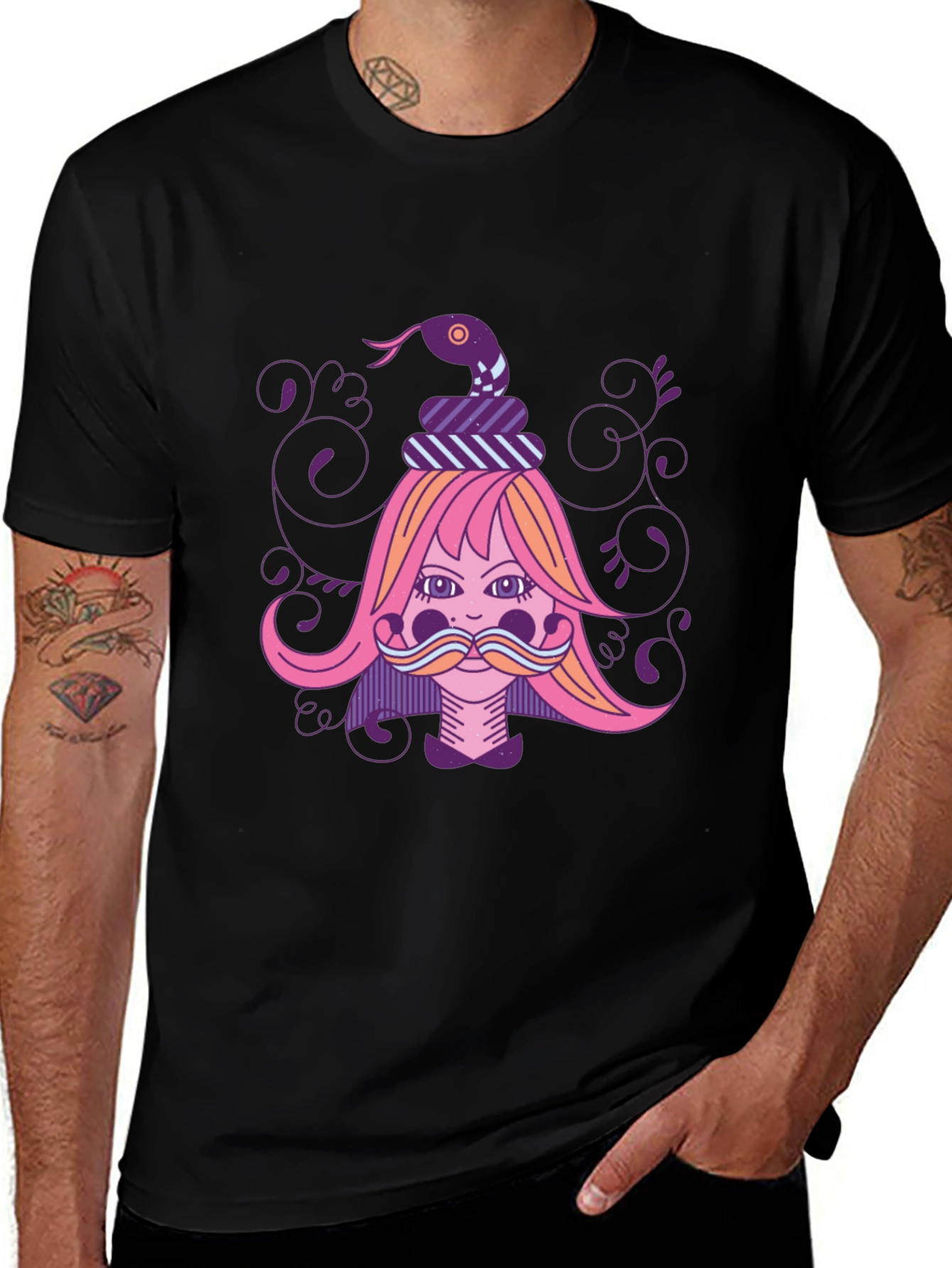 Variant 19 of Novelty Graphic Tee: Snake Hat Girl