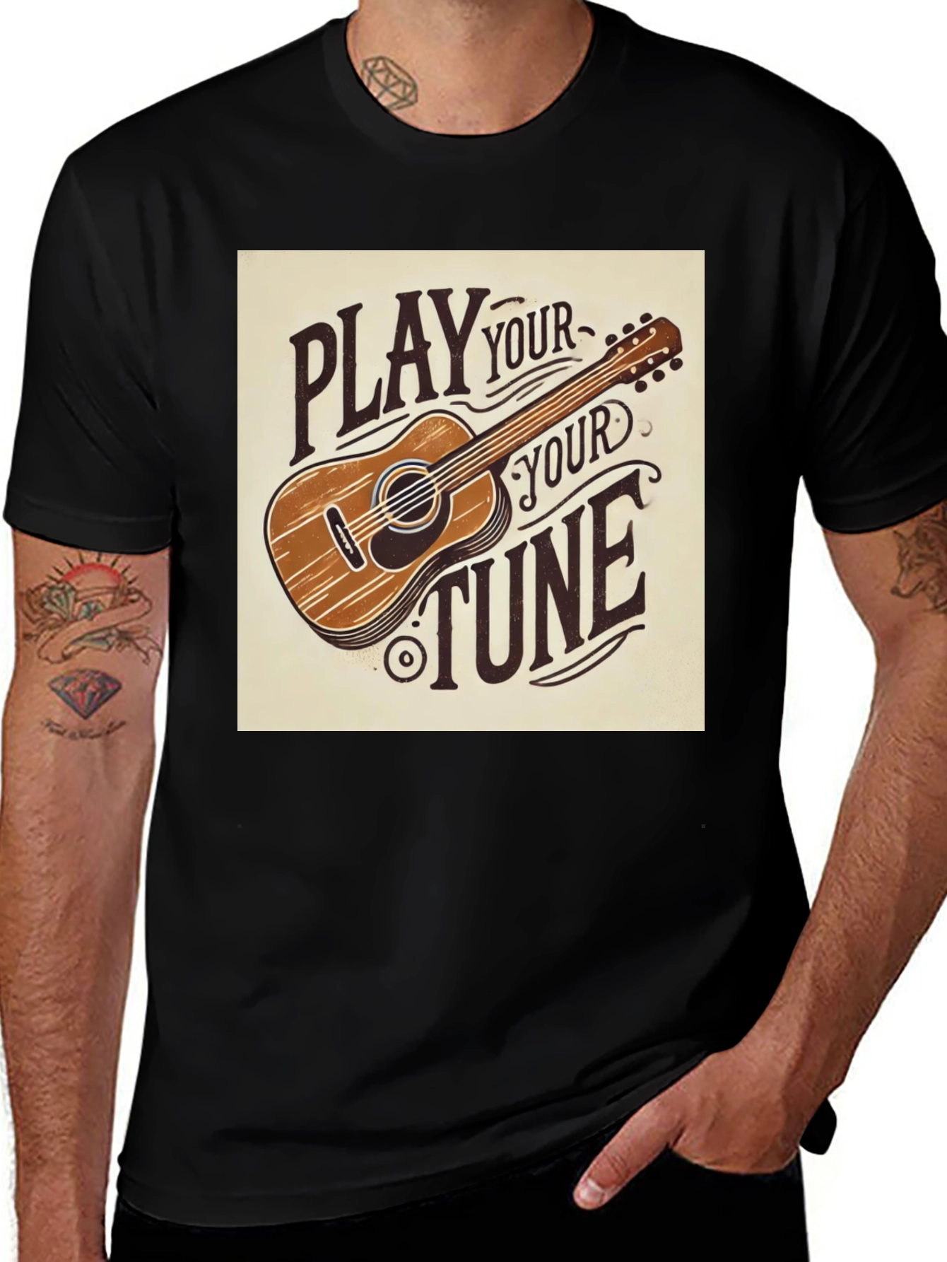 Variant 11 of Play Your Tune Graphic Tee - Classic Guitar Design