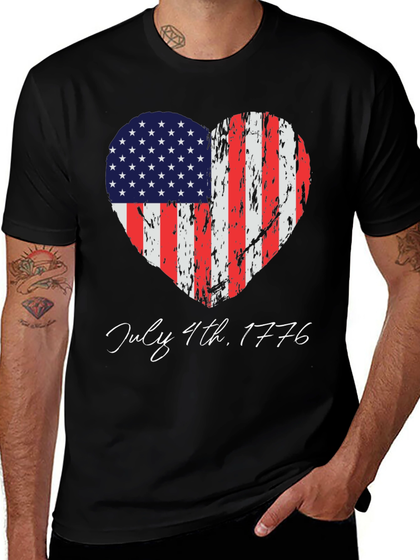 Variant 5 of Patriotic Heart Flag July 4th T-Shirt