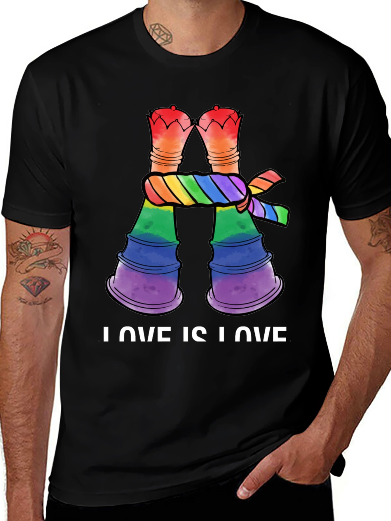 Love Is Love LGBT Rainbow Chess Rook T-Shirt