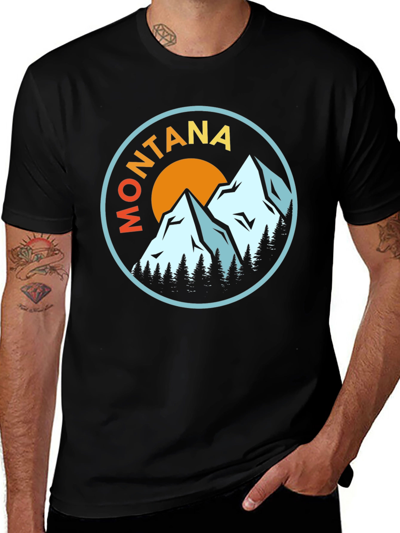 Montana Mountain Scene Graphic Tee