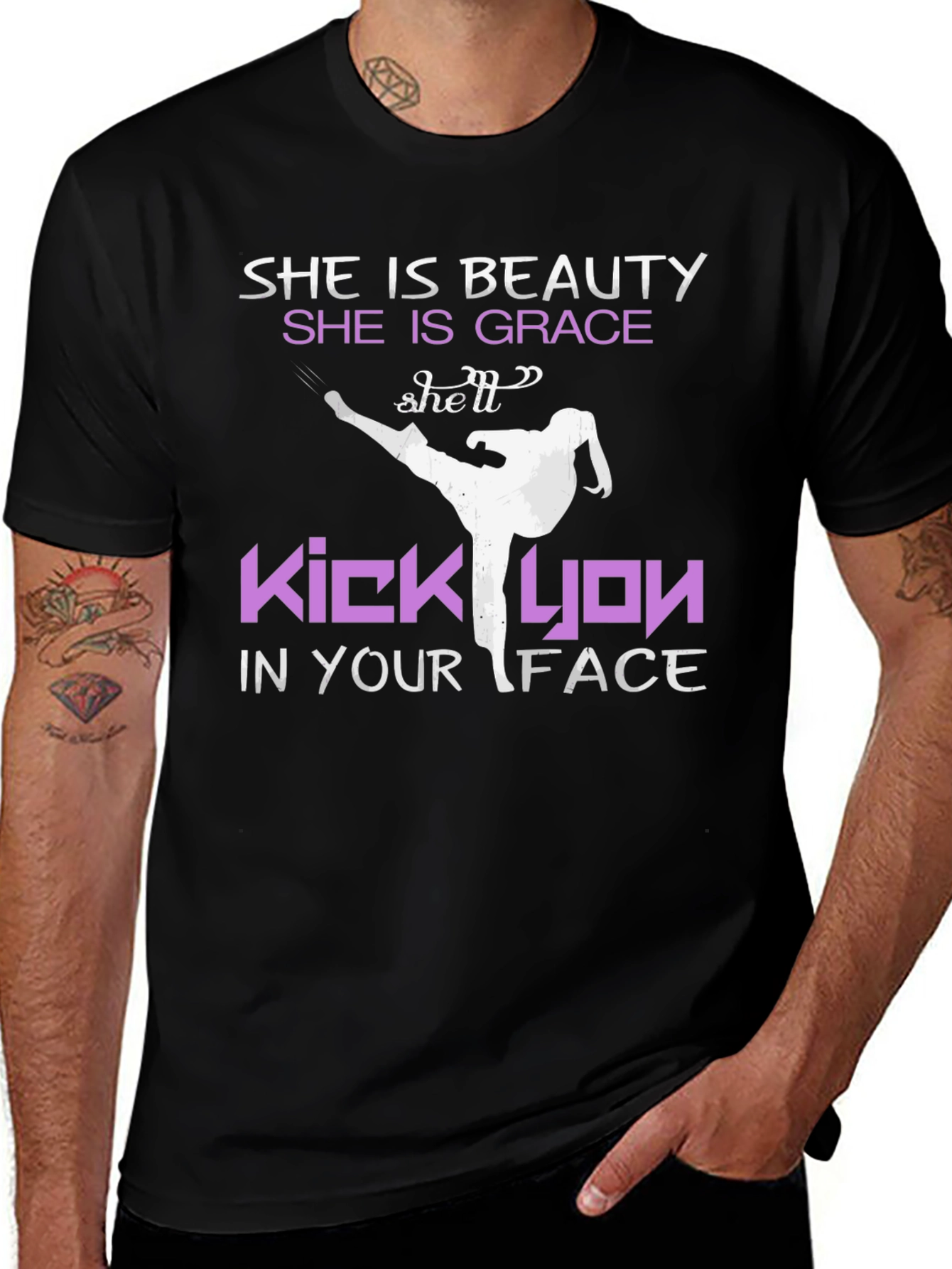 Variant 30 of She is Beauty, She is Grace Karate Kick T-Shirt