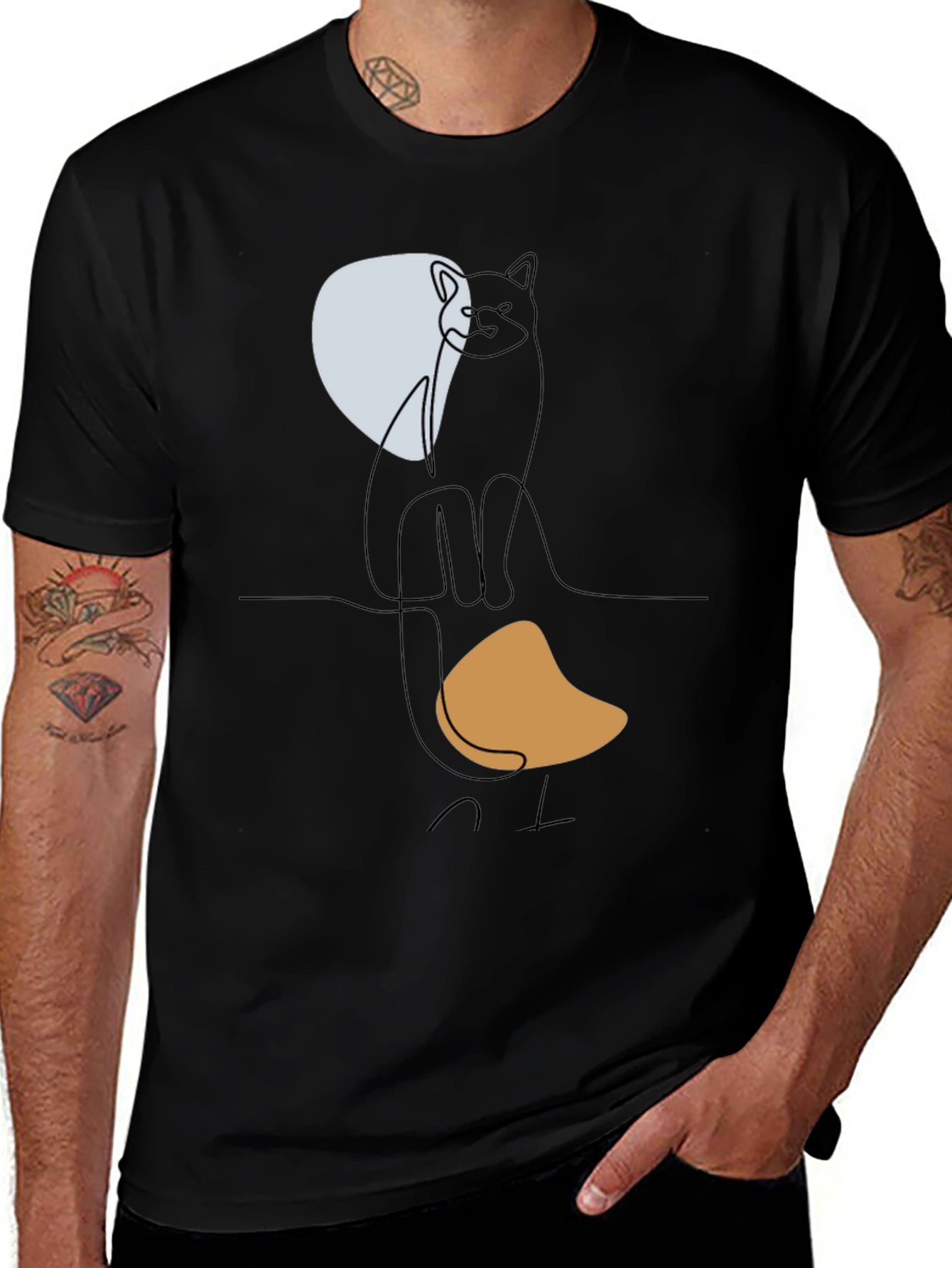 Variant 11 of Abstract Cat Graphic Tee - Modern Minimalist Design