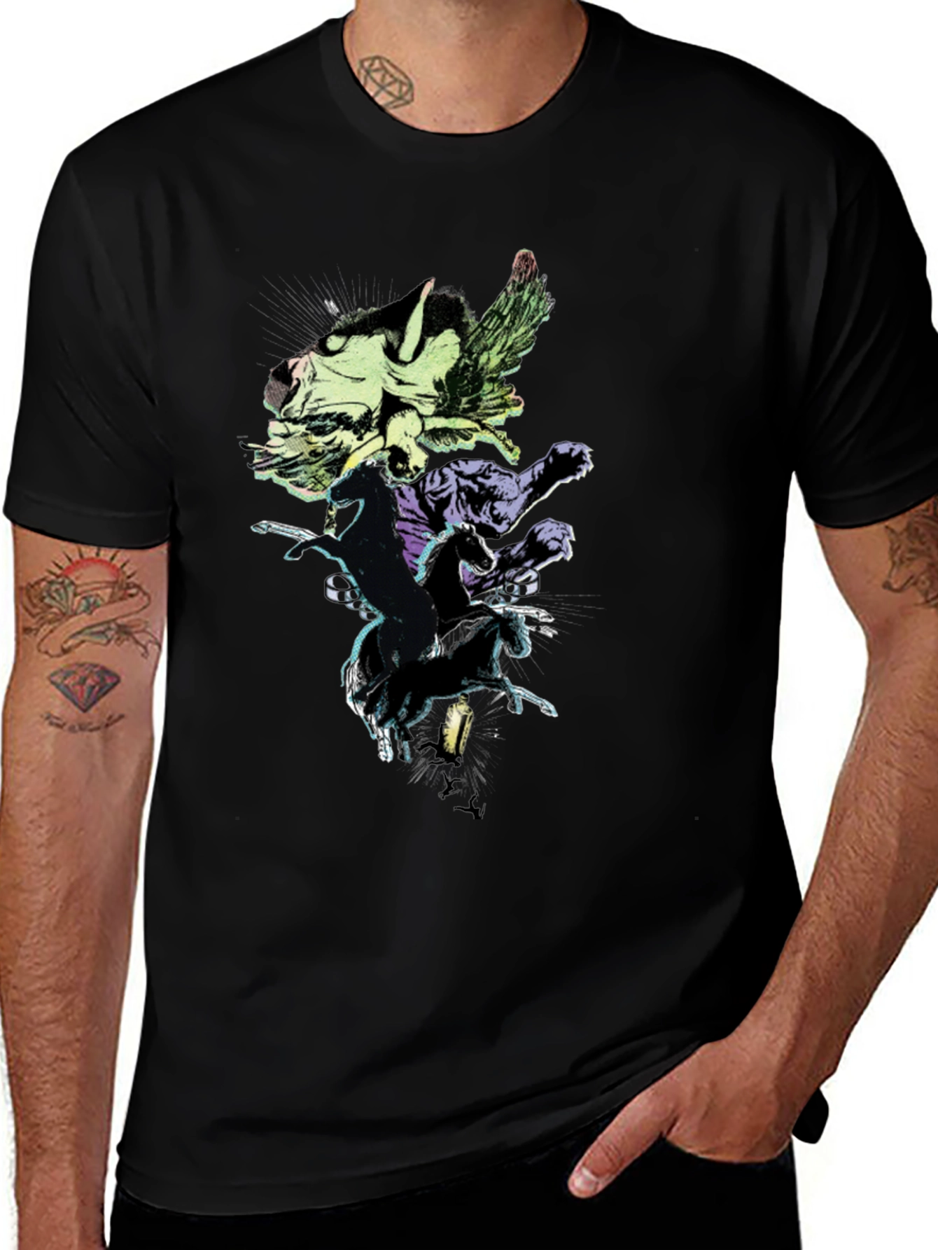 Variant 9 of Mythical Creatures Graphic Tee - Black