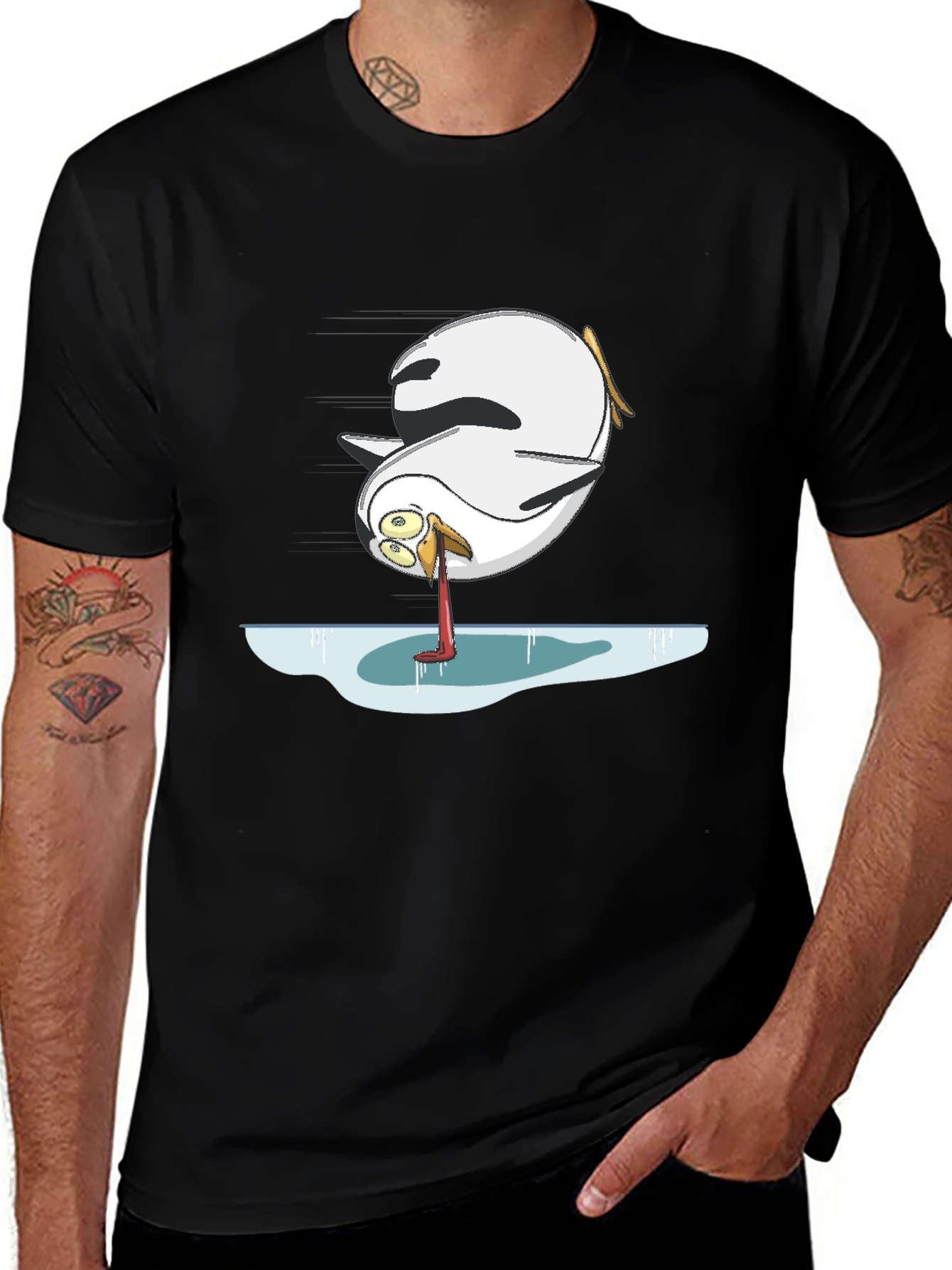 Variant 27 of Black Tee with Funny Penguin Graphic