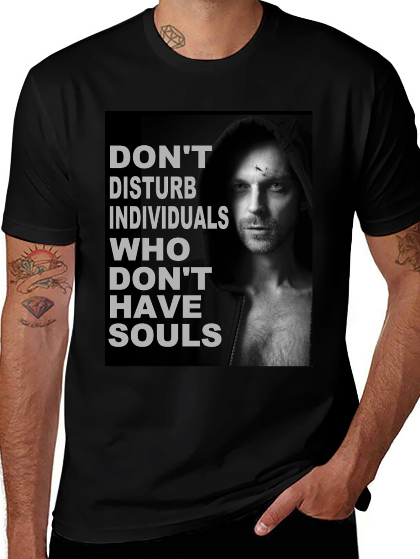 Variant 22 of Don't Disturb Souls Graphic Tee - Black Cotton T-Shirt