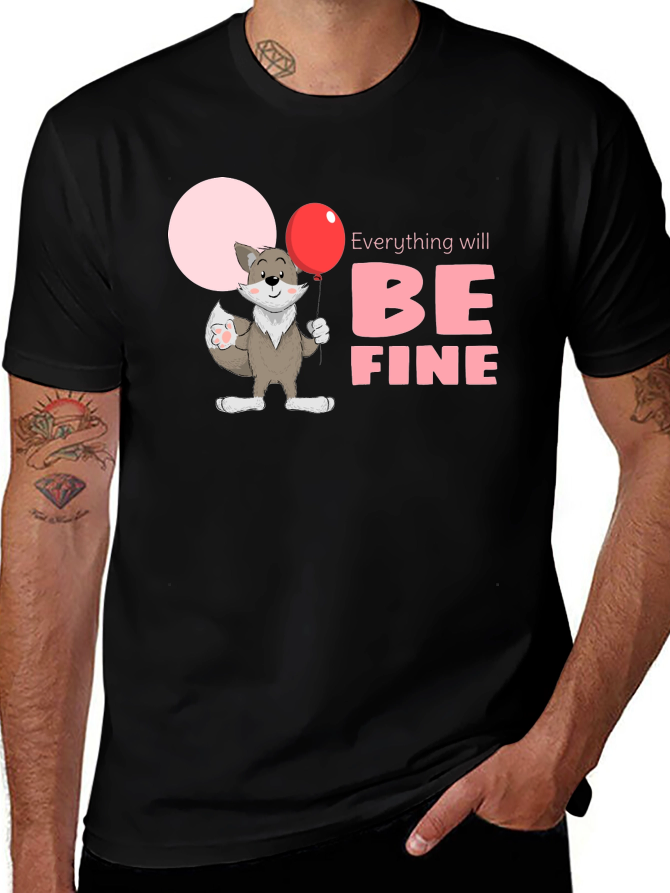 Black Everything Will Be Fine Unisex T-Shirt main image