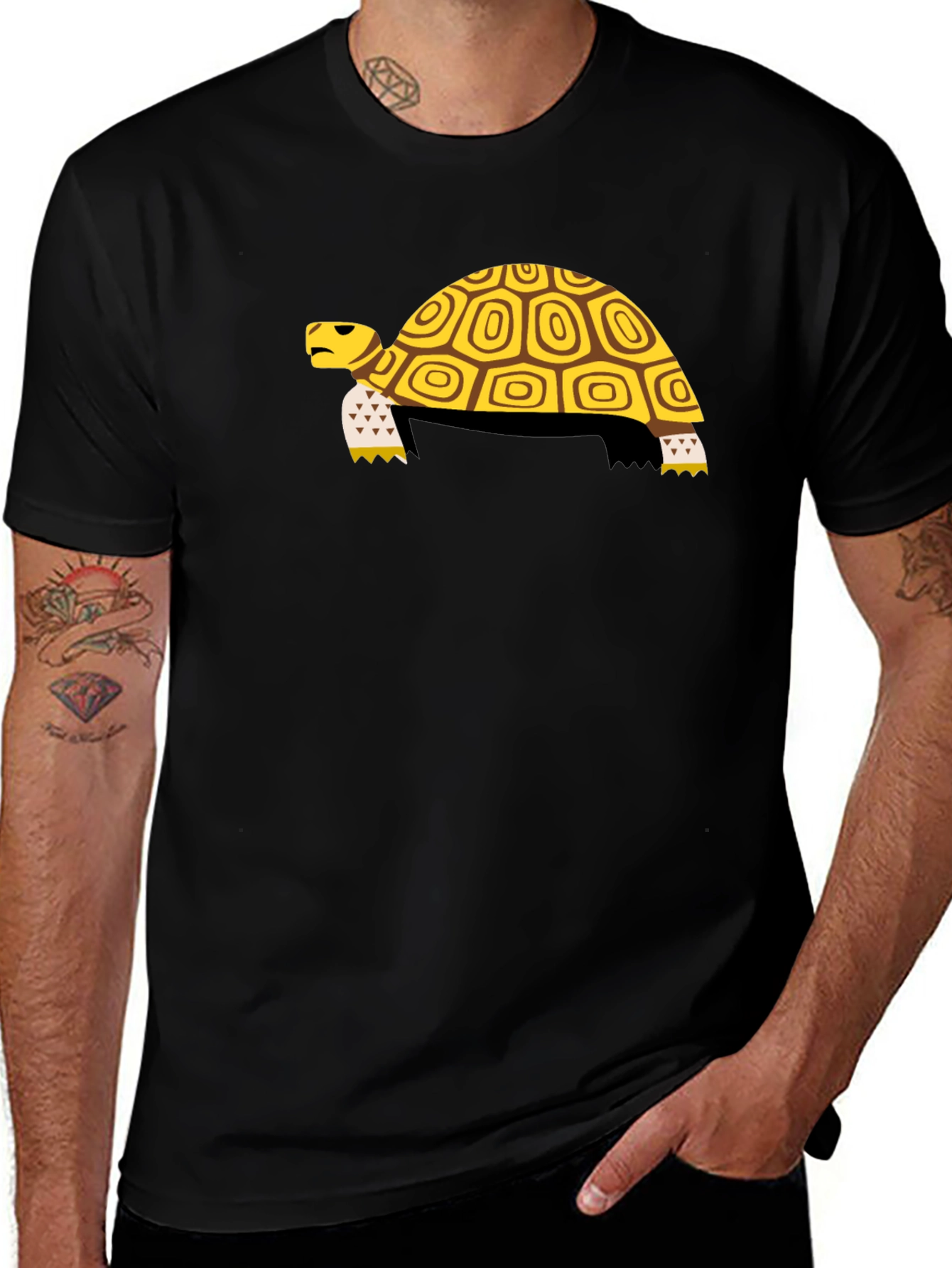 Variant 24 of Turtle Graphic Tee - Black Cotton T-Shirt