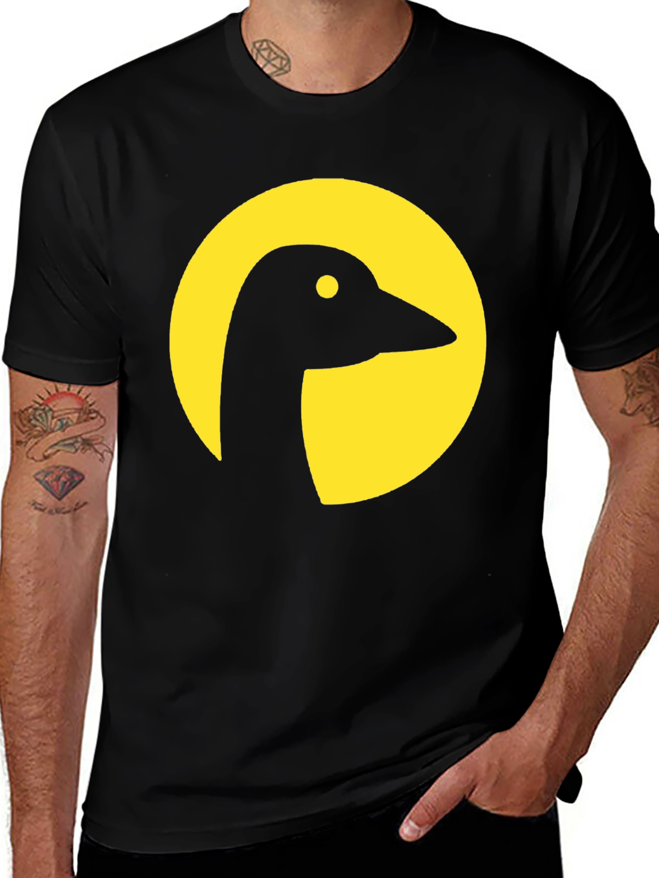 Variant 30 of Goose Silhouette Graphic Tee - Black Cotton Blend