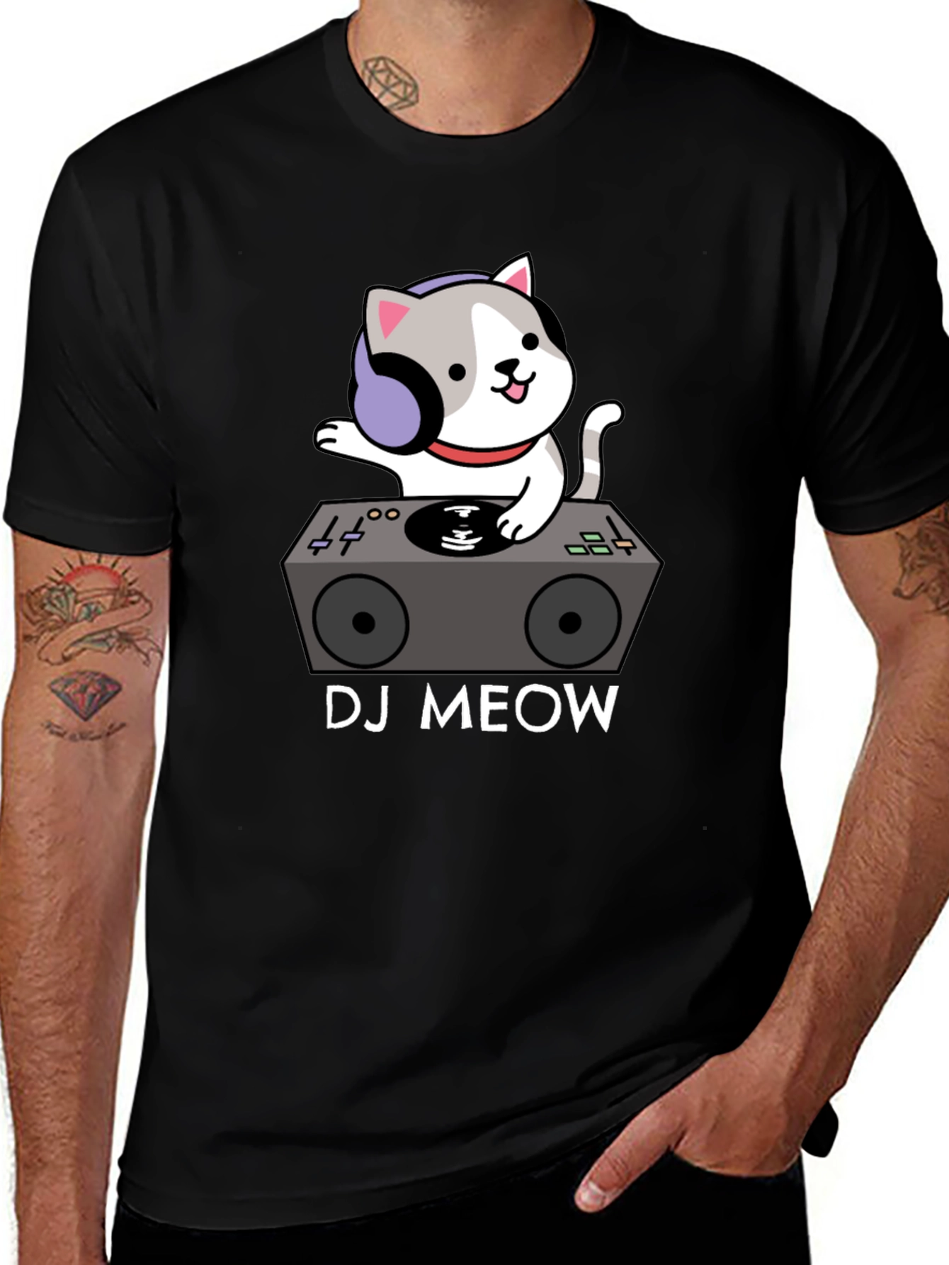 DJ Meow T-Shirt - Funny Cat DJ Graphic Tee