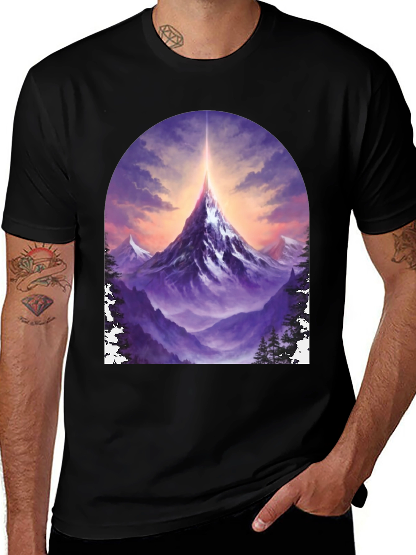 Variant 5 of Mountain Peak Graphic Tee - Adventurer's Style
