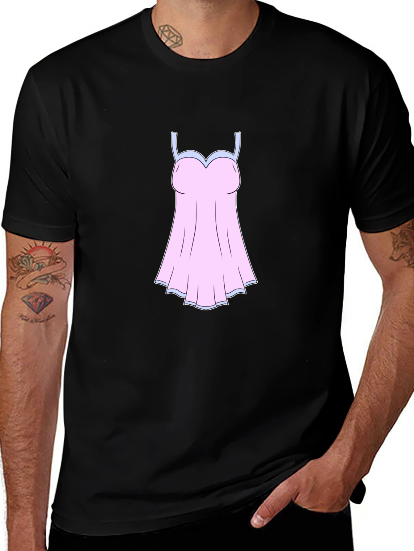 Variant 6 of Novelty Black T-Shirt with Nightgown Graphic