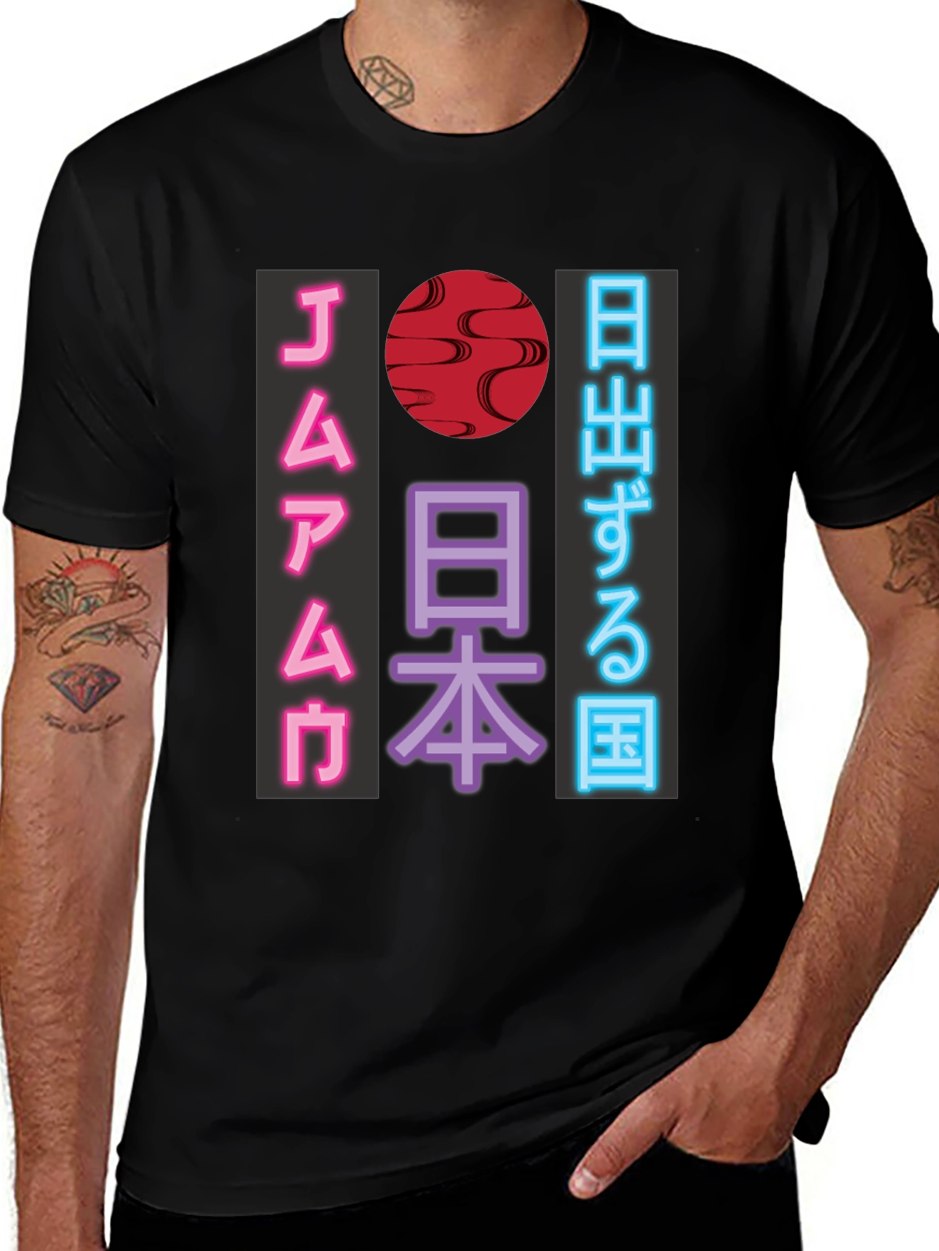 Japan Neon T-Shirt Black Unique Design