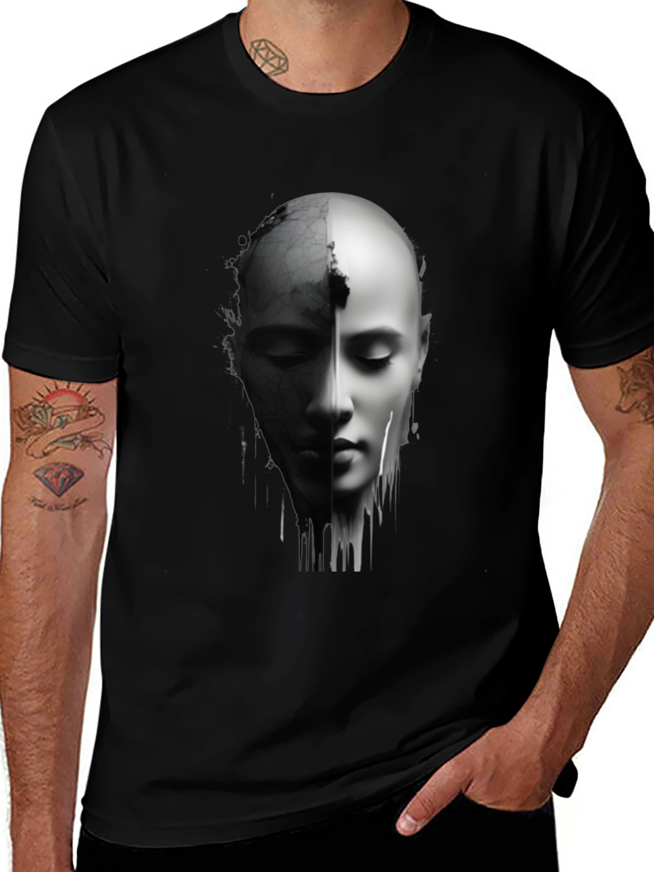 Variant 20 of Monochrome Two-Faced Portrait Graphic Tee