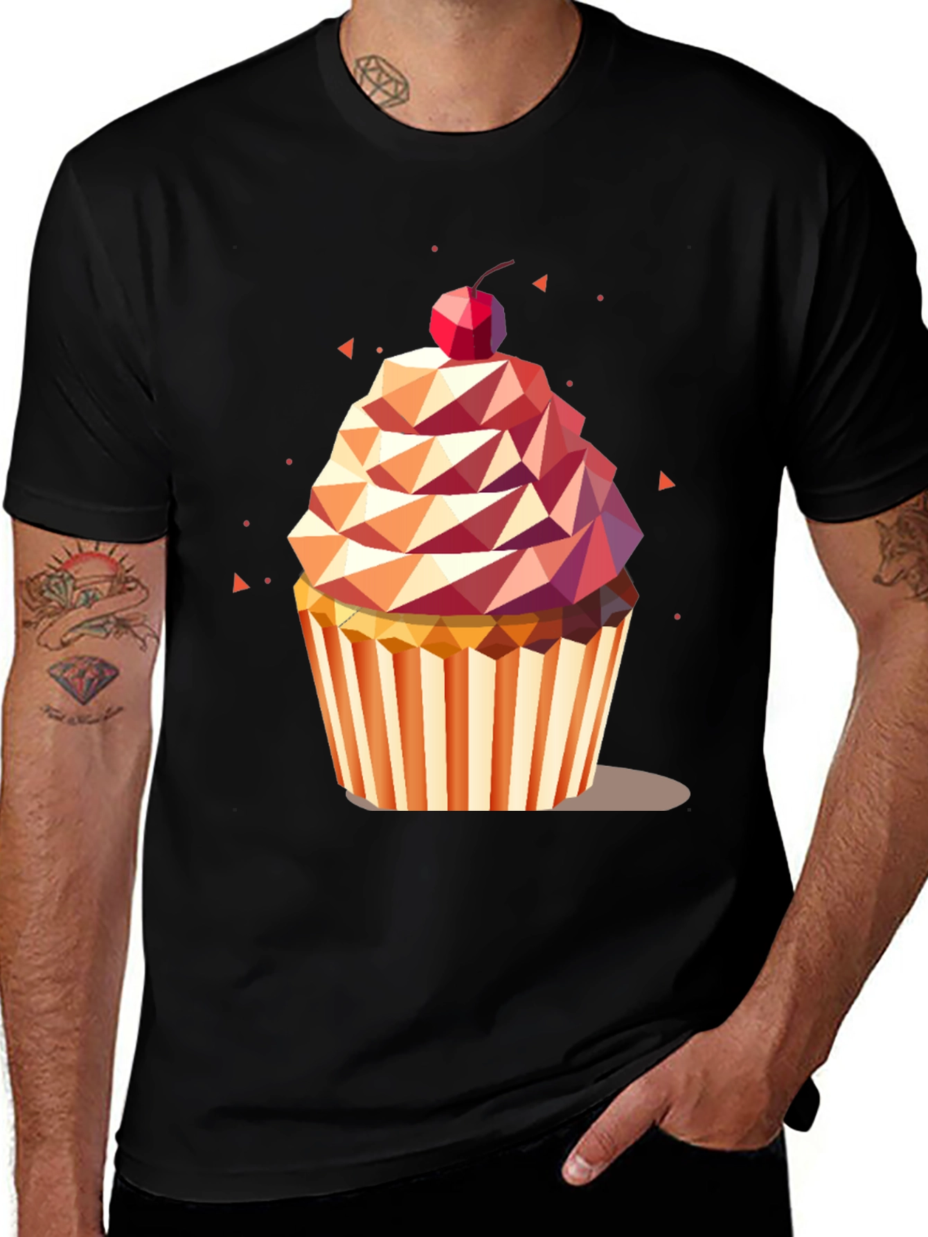 Variant 18 of Geometric Cupcake Graphic Tee - Stylish Comfort