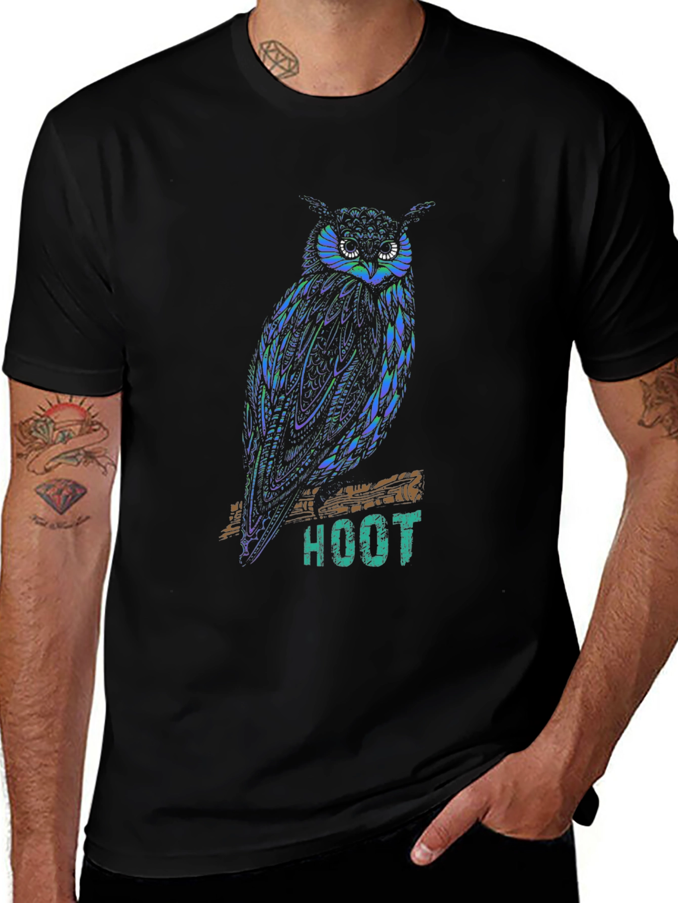 Variant 10 of Hoot Owl Graphic T-Shirt - Black