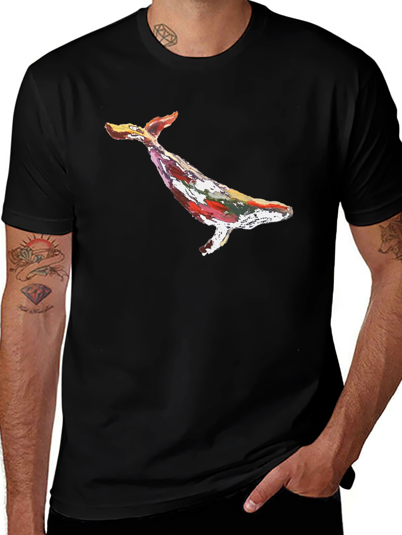 Variant 24 of Whale Graphic Tee - Stylish Men's Black T-Shirt