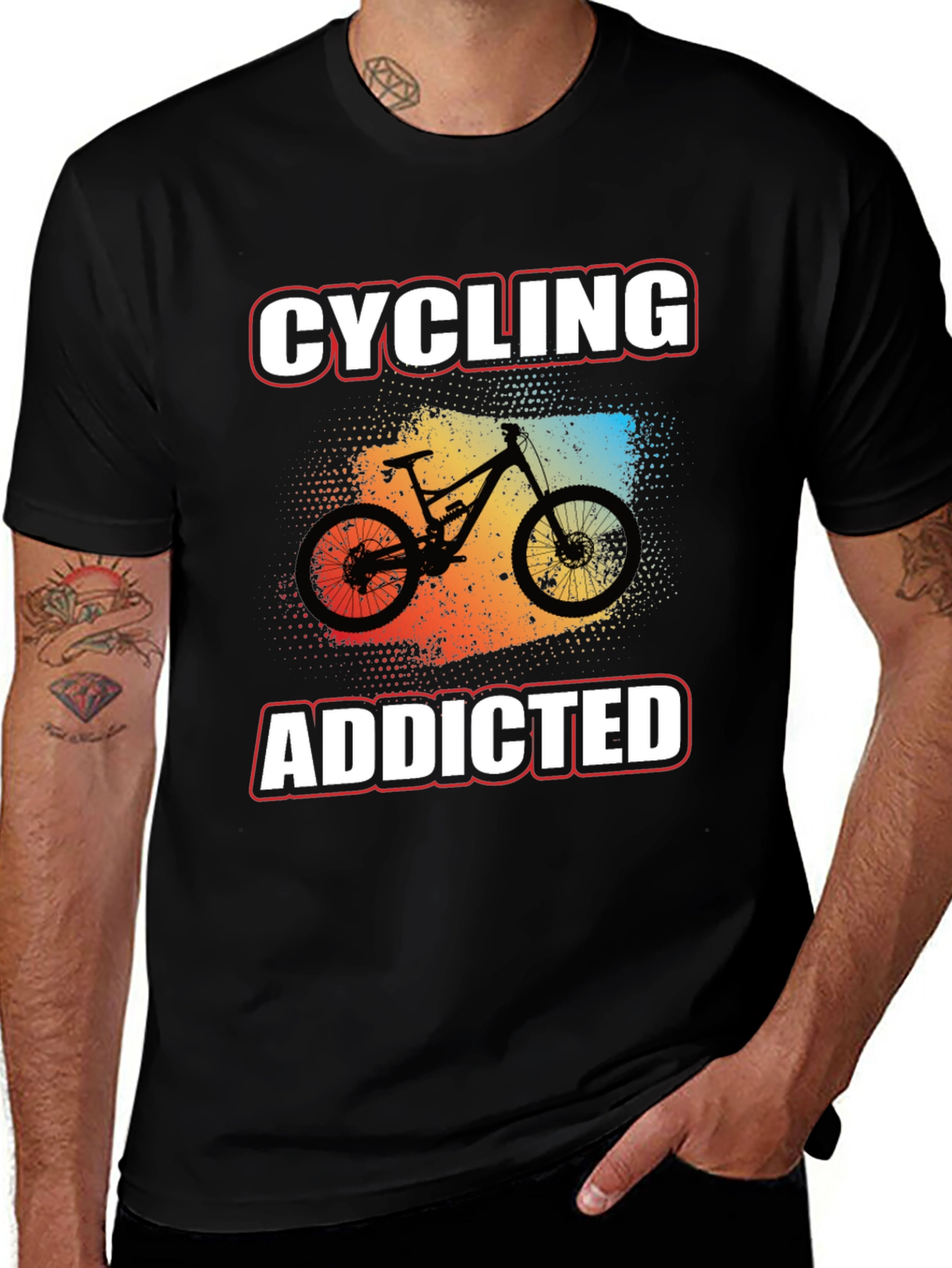 Variant 8 of Cycling Addicted Graphic Tee - Mountain Bike Shirt