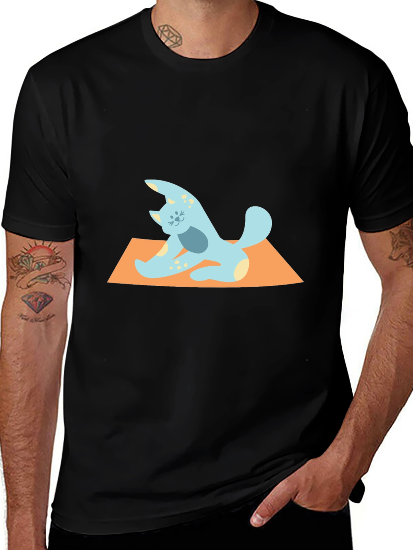 Yoga Cat T-Shirt - Men's Black Tee