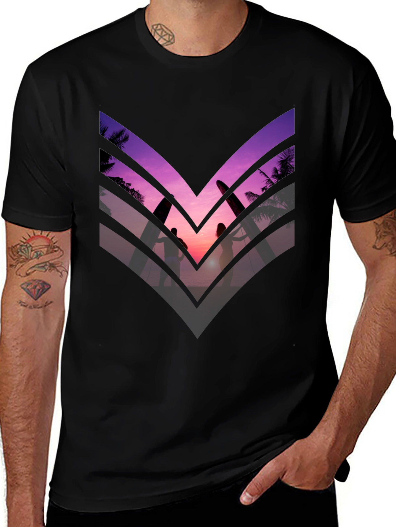 Variant 10 of Sunset Surf Tee - Stylish Graphic T-Shirt