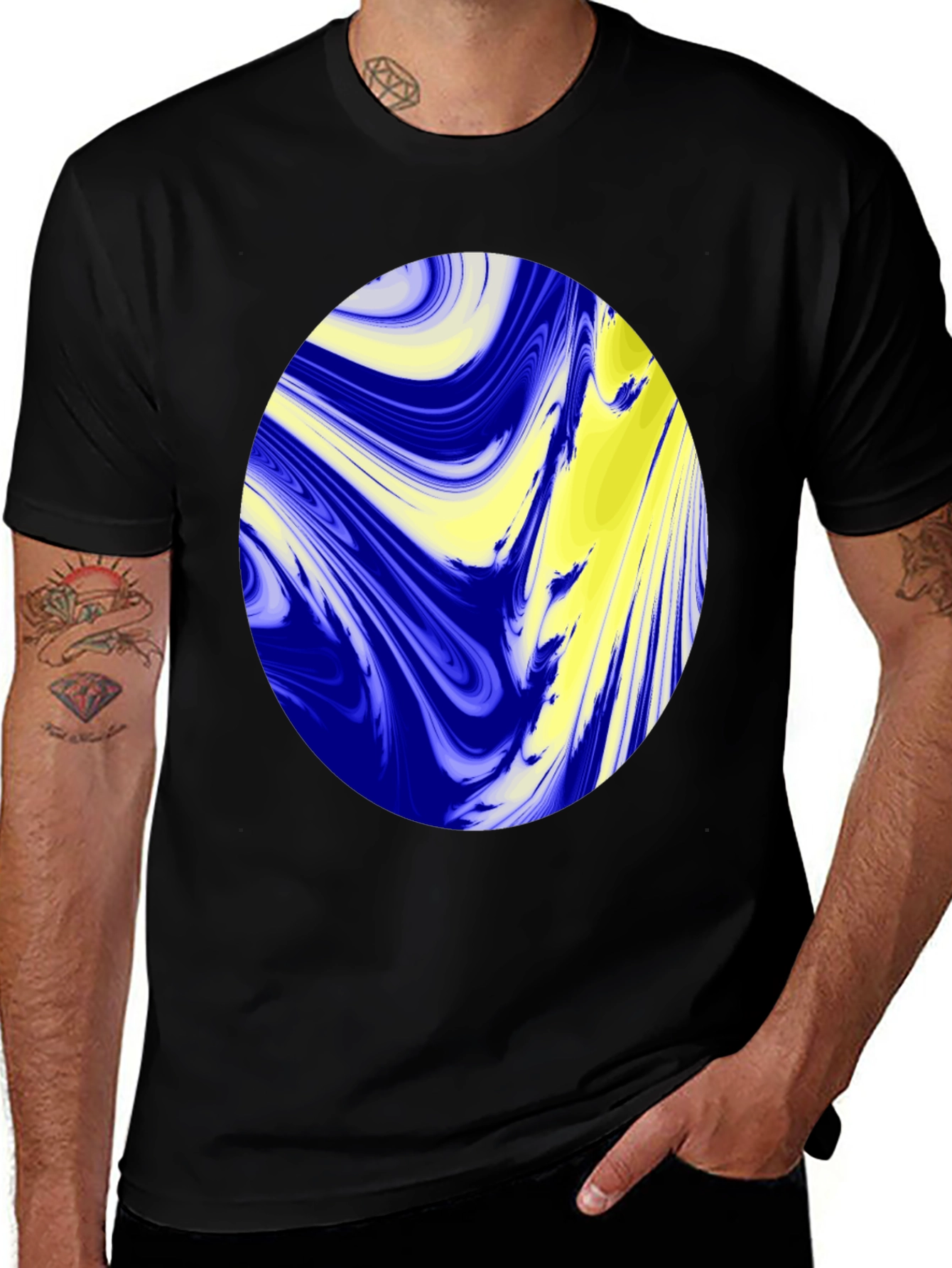 Variant 19 of Abstract Oval Graphic Black T-Shirt