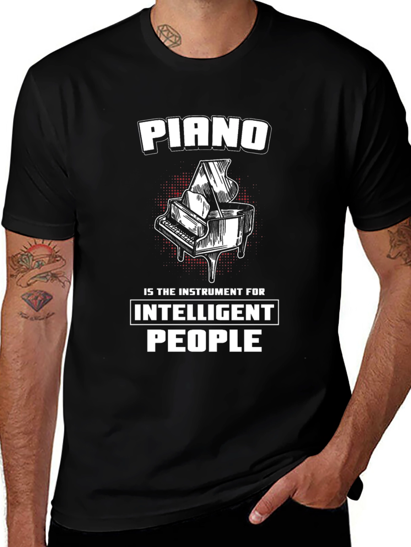 Variant 12 of Piano Intelligent People Black T-Shirt