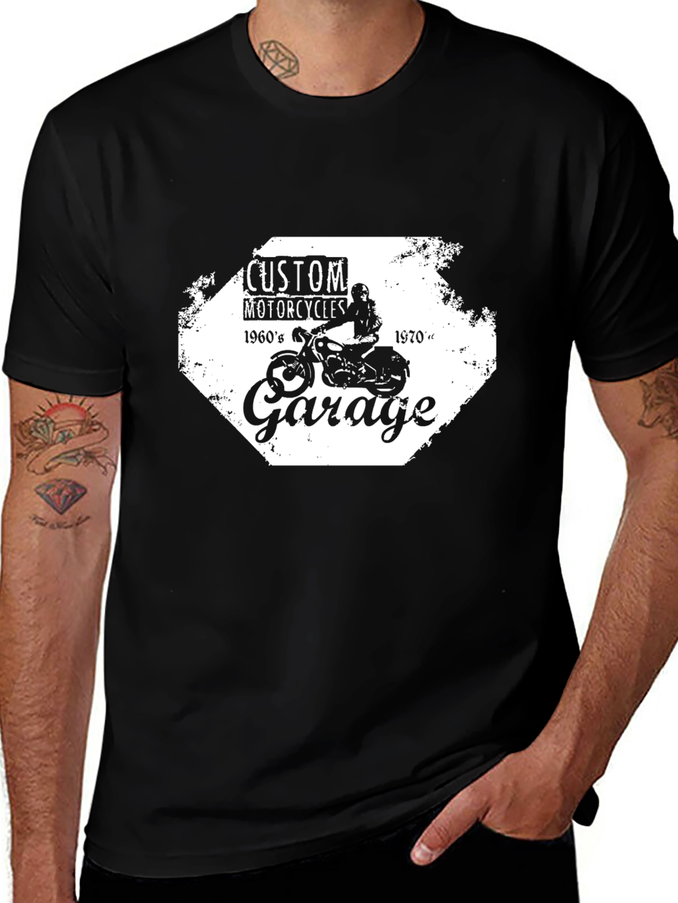 Variant 23 of Custom Motorcycle Garage T-Shirt