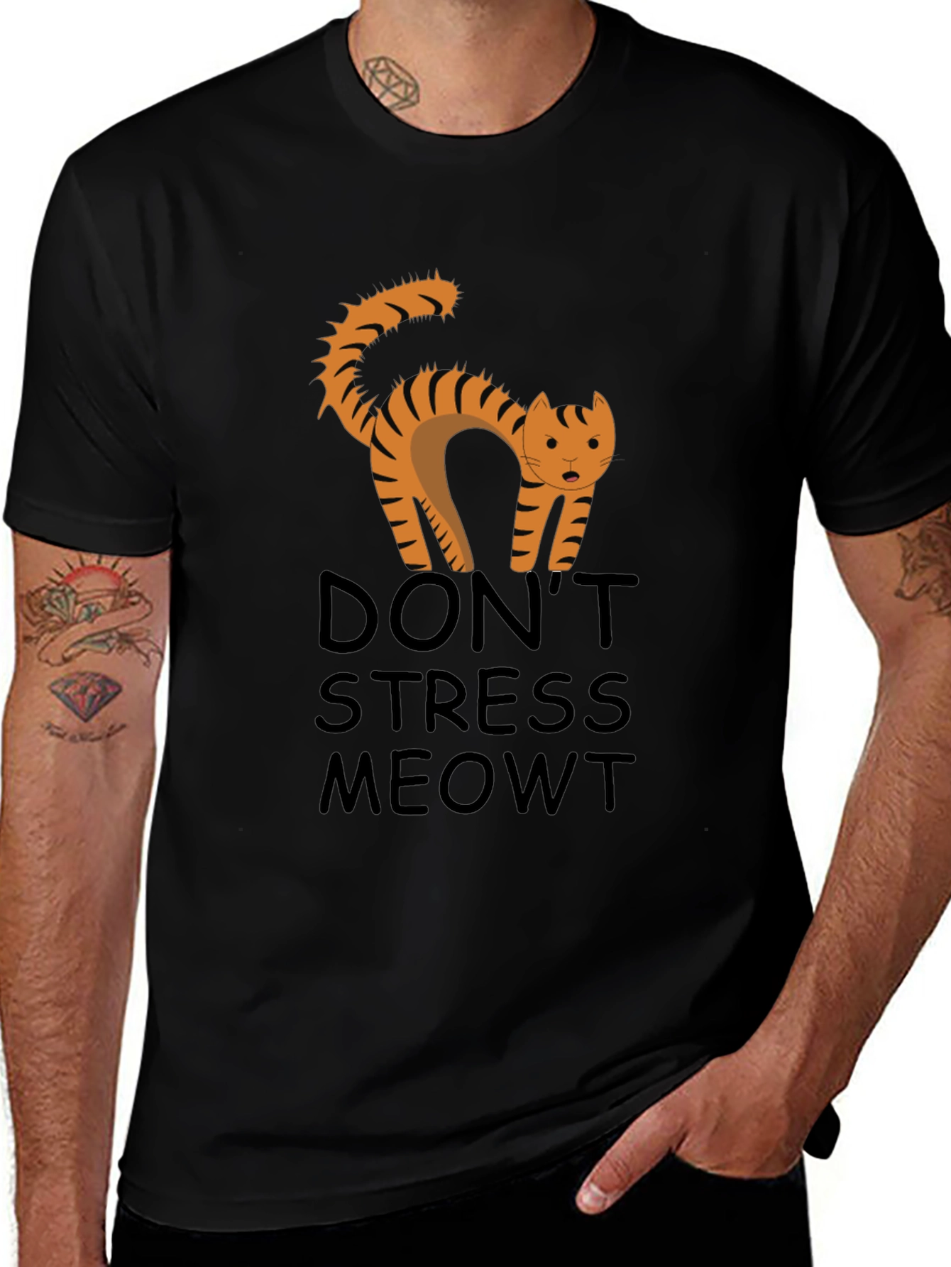 Variant 9 of Don't Stress Meowt Black Graphic Tee
