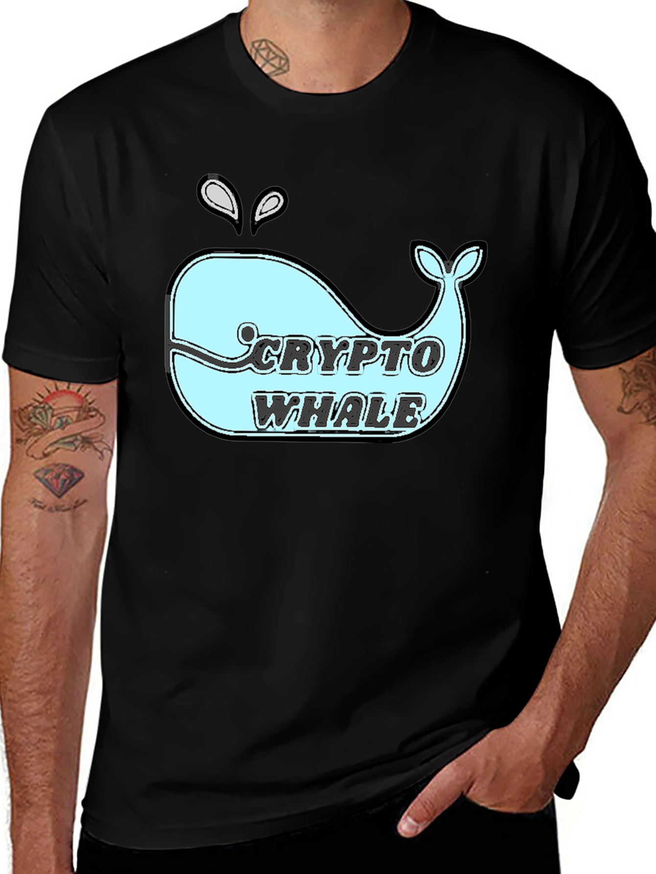 Variant 30 of Crypto Whale T-Shirt - Black Cotton Tee
