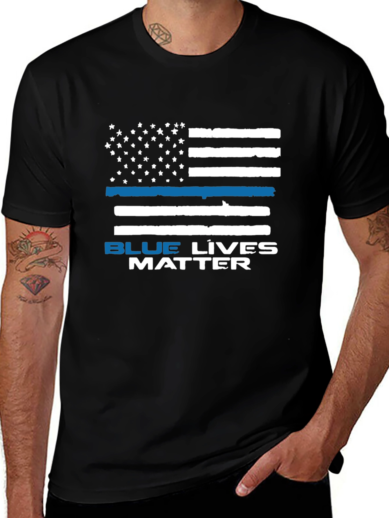 Blue Lives Matter Flag Graphic T-Shirt