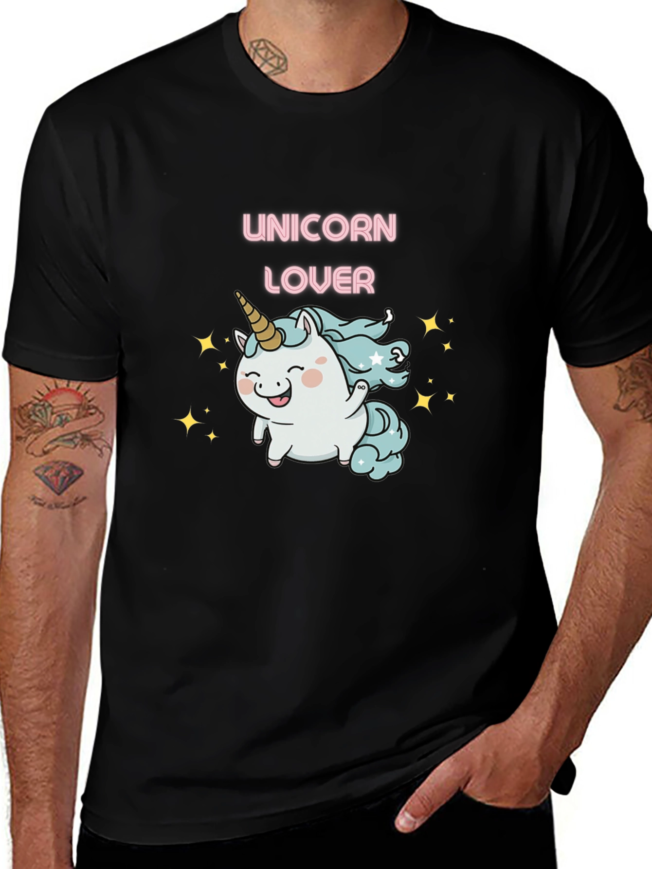 Variant 17 of Unicorn Lover Black T-Shirt, Cute Cartoon Design