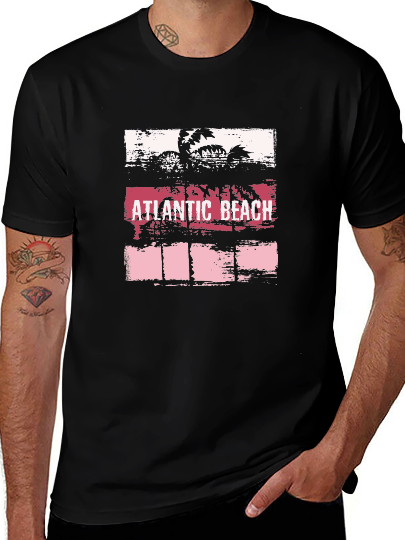 Atlantic Beach Graphic T-Shirt - Palm Tree Design