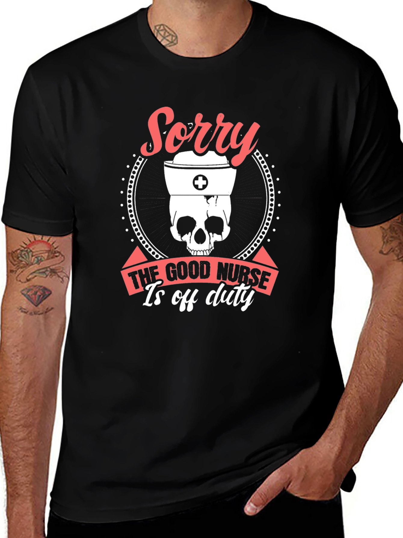 Black Sorry Good Nurse Off Duty Graphic Tee main image