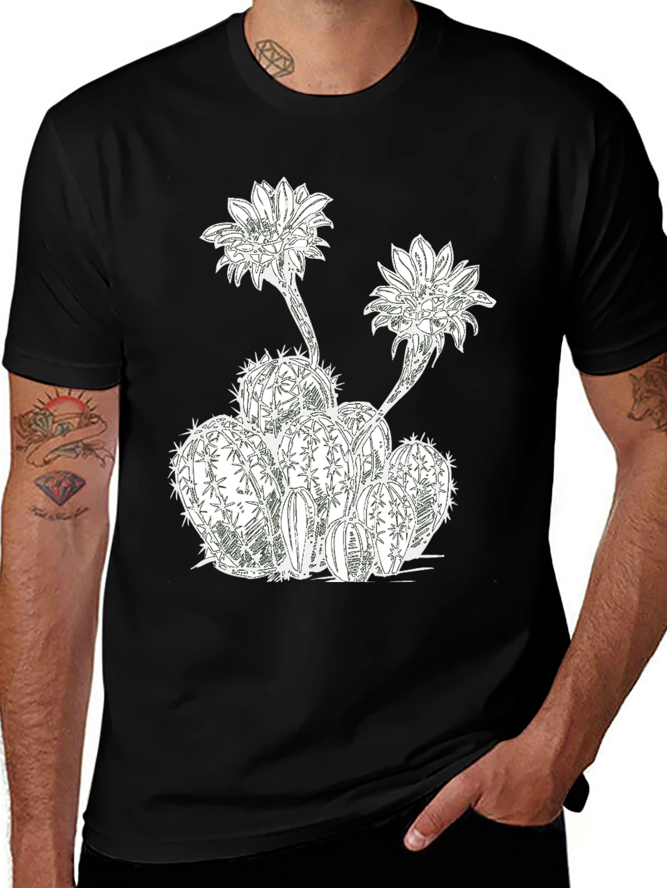Variant 28 of Black Cactus Flower Graphic Tee