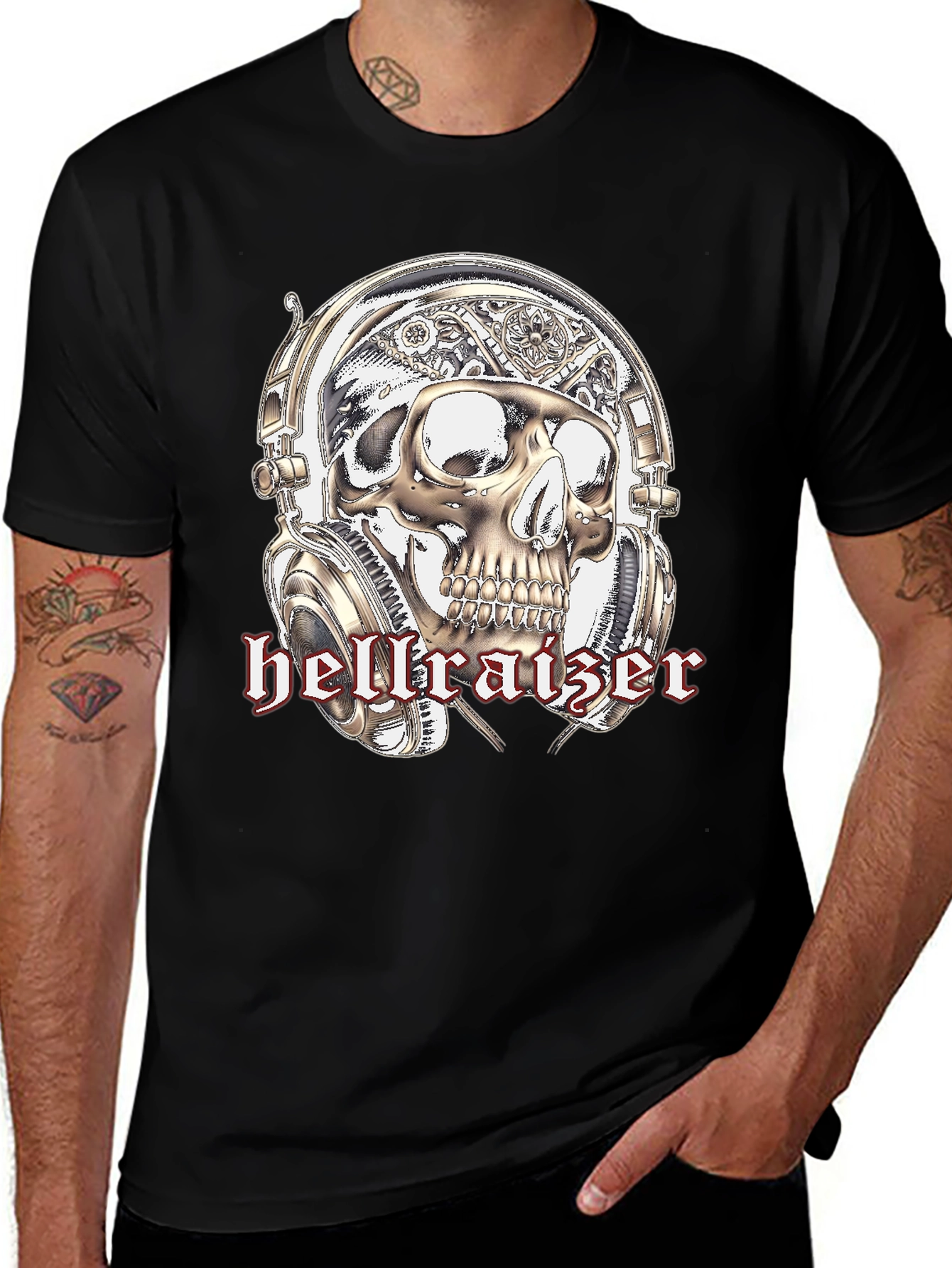 Variant 25 of Hellraiser Skull Graphic Tee - Steampunk Style T-Shirt