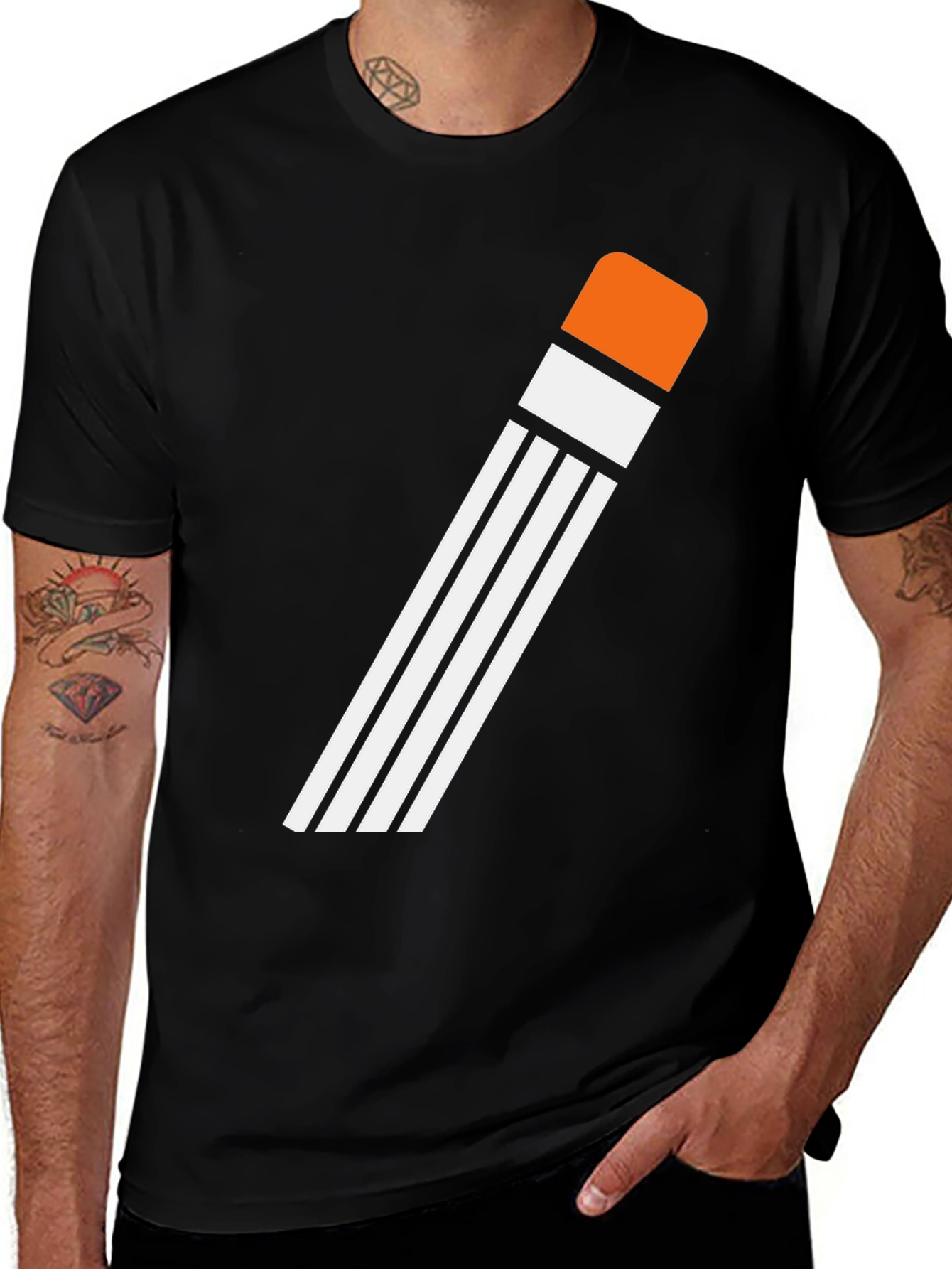 Variant 21 of Modern Pencil Graphic Tee - Stylish Black Shirt