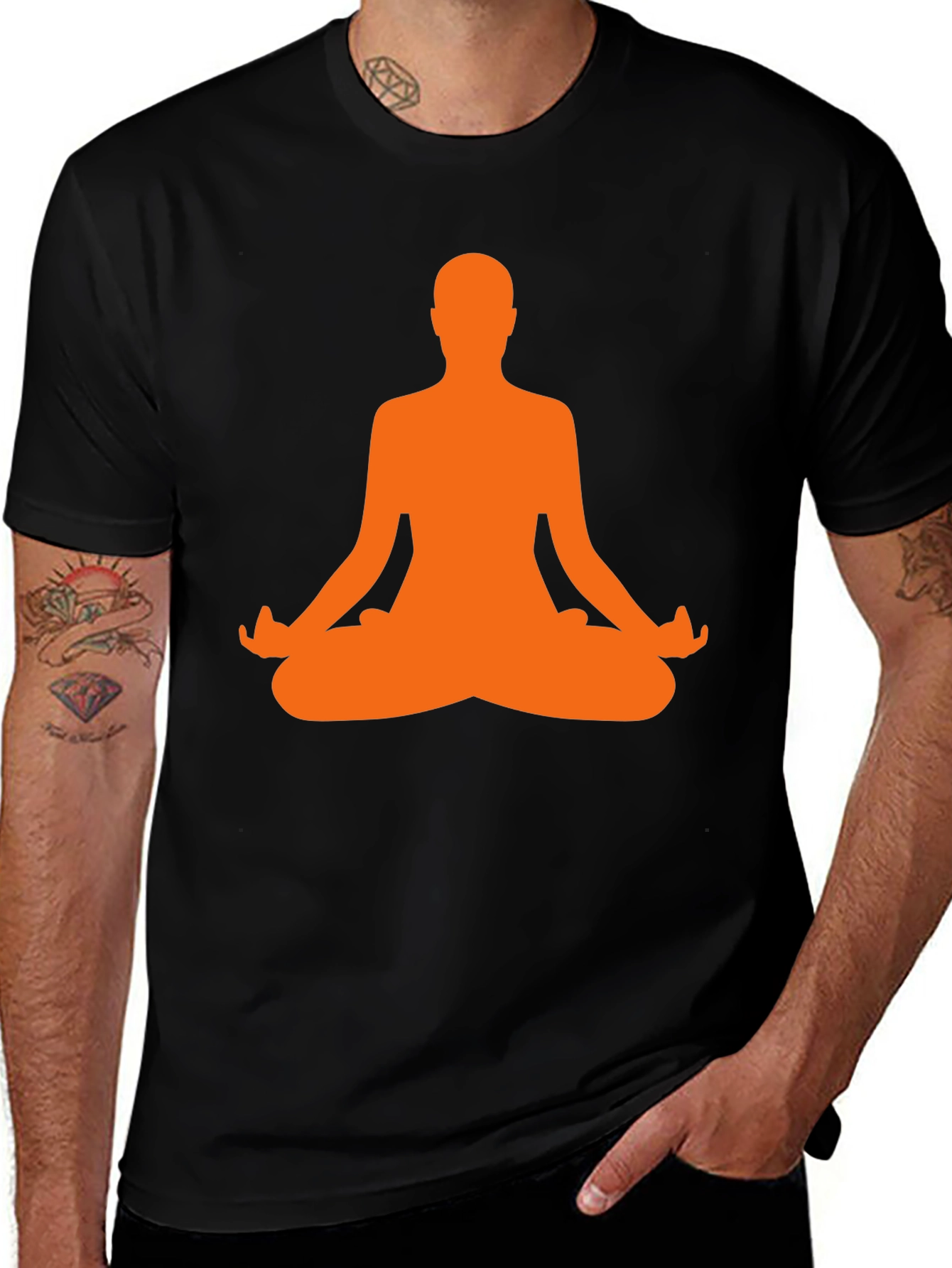 Black Yoga Pose Graphic Tee - Black main image