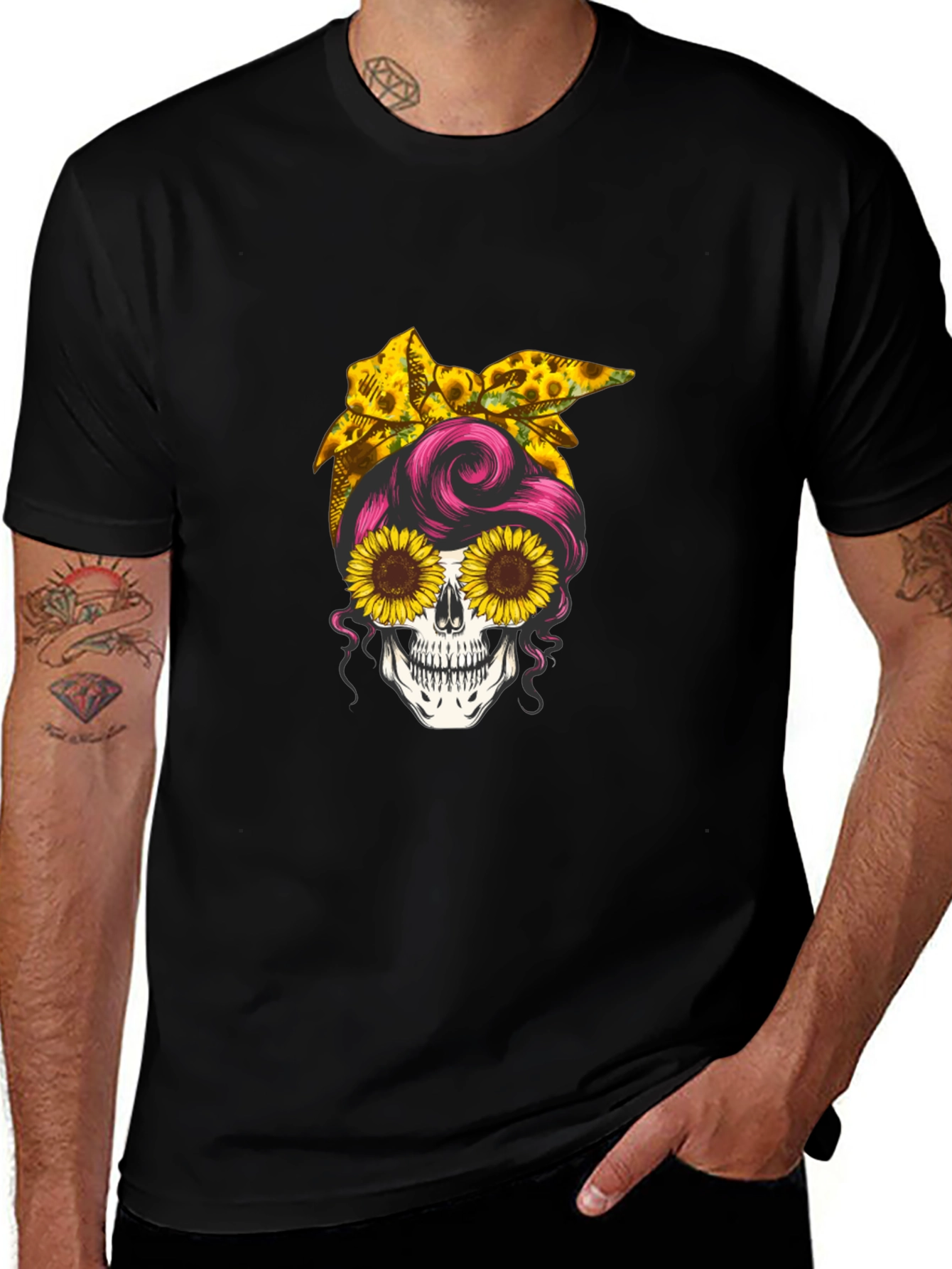 Variant 30 of Sunflower Skull T-Shirt - Stylish Graphic Tee
