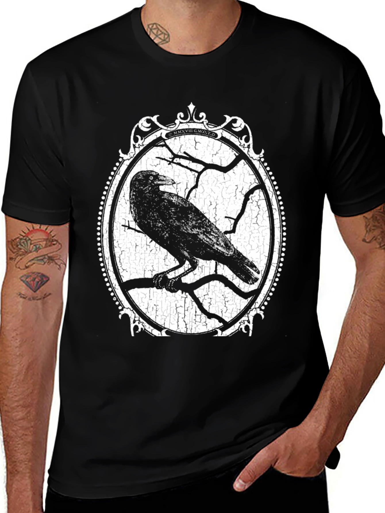 Variant 22 of Raven Print Black T-Shirt