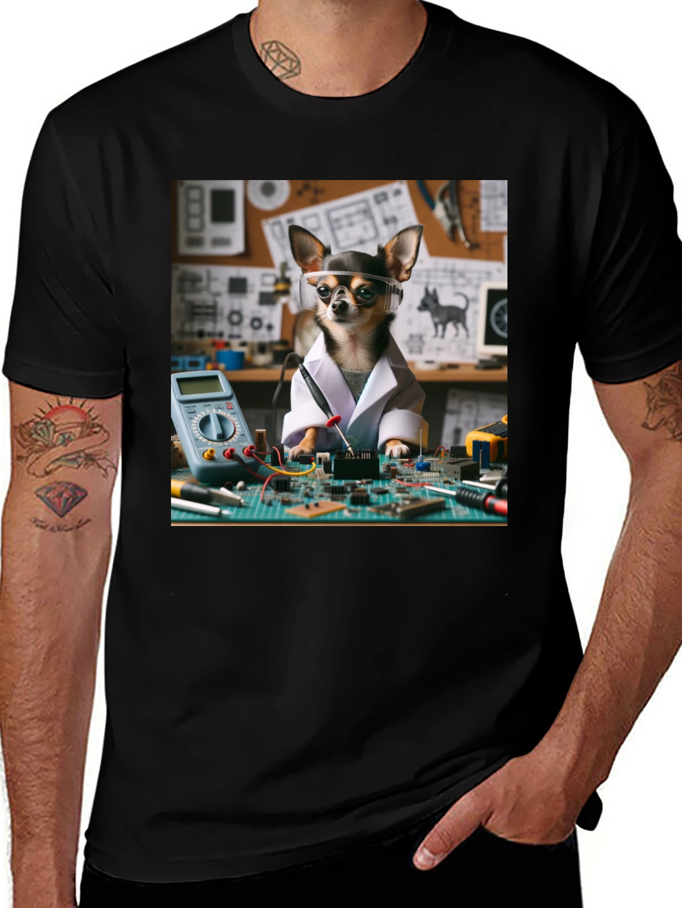 Engineer Chihuahua T-Shirt - Circuit Board Design