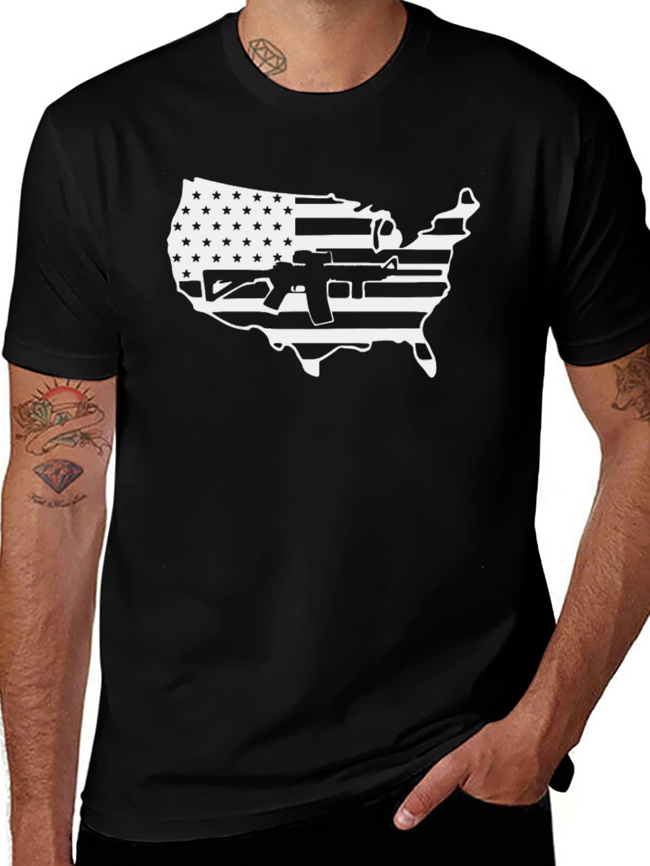 Variant 17 of USA Flag AR-15 Graphic T-Shirt