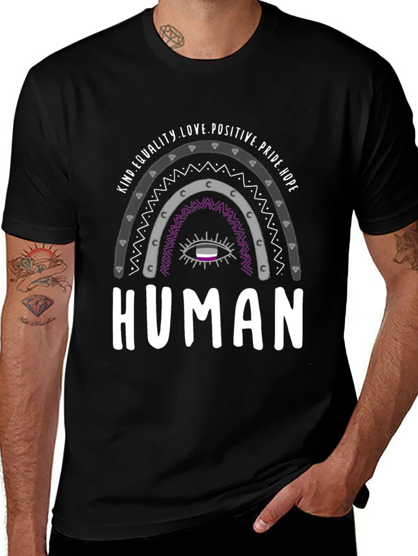 Variant 28 of Asexual Pride Rainbow Human T-Shirt