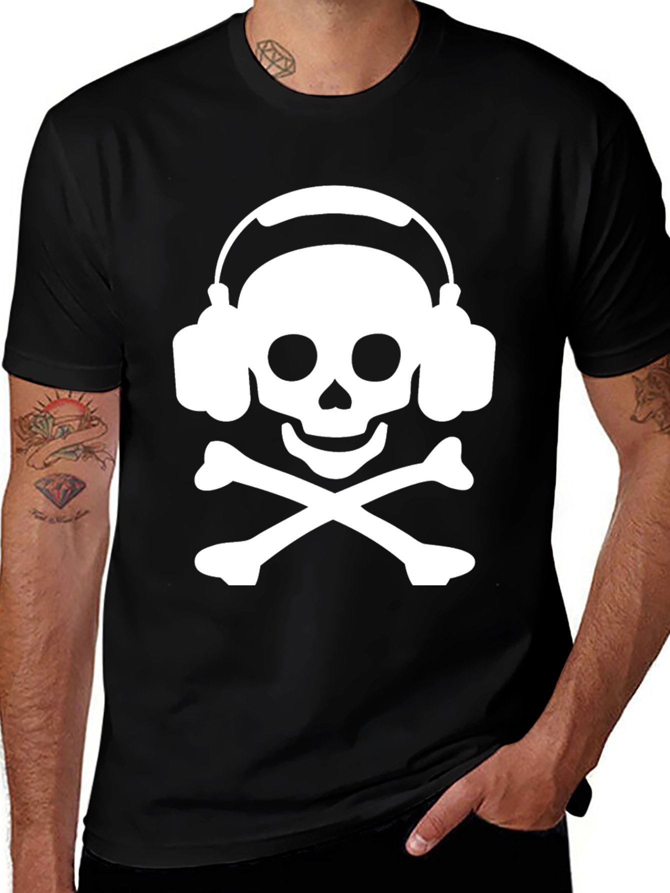 Skull with Headphones Graphic Tee