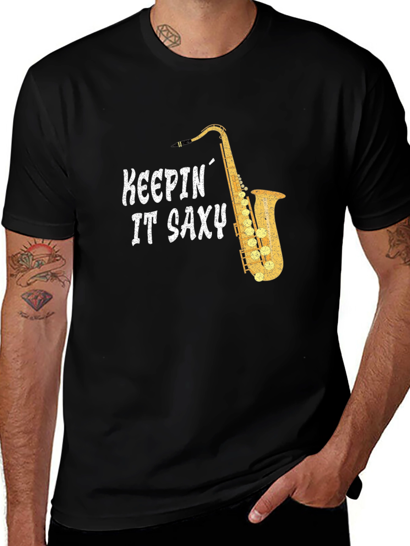 Variant 27 of Keepin' It Saxy T-Shirt - Saxophone Player Tee