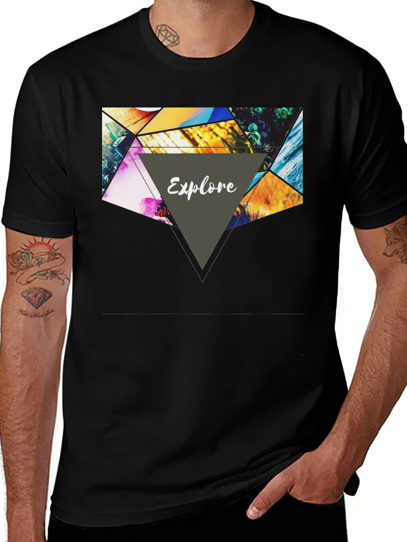 Explore Graphic Print Black T-Shirt