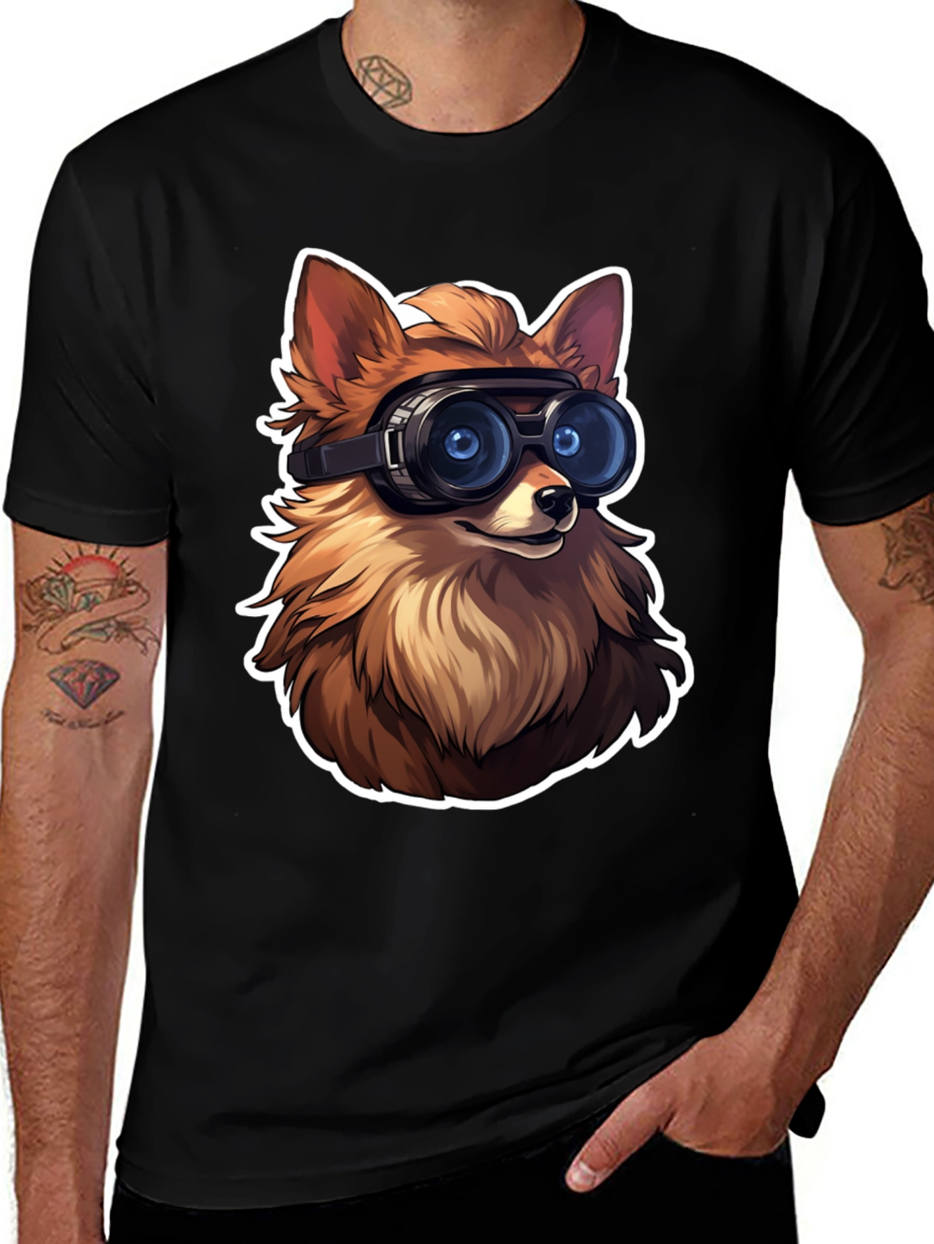 Variant 8 of Fox Goggles Graphic Tee - Cool Animal Design