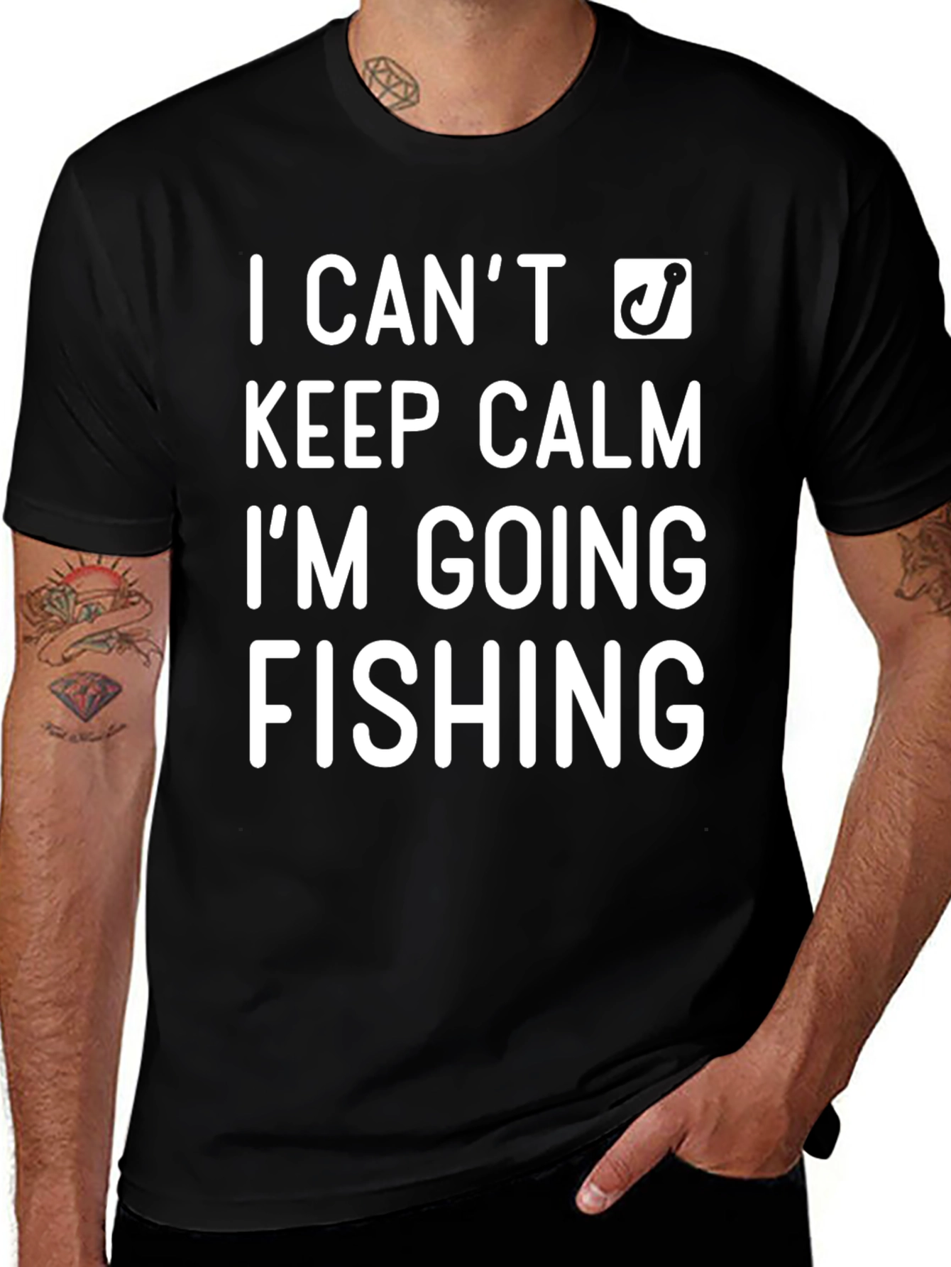 Variant 13 of I Can't Keep Calm I'm Going Fishing Black T-Shirt