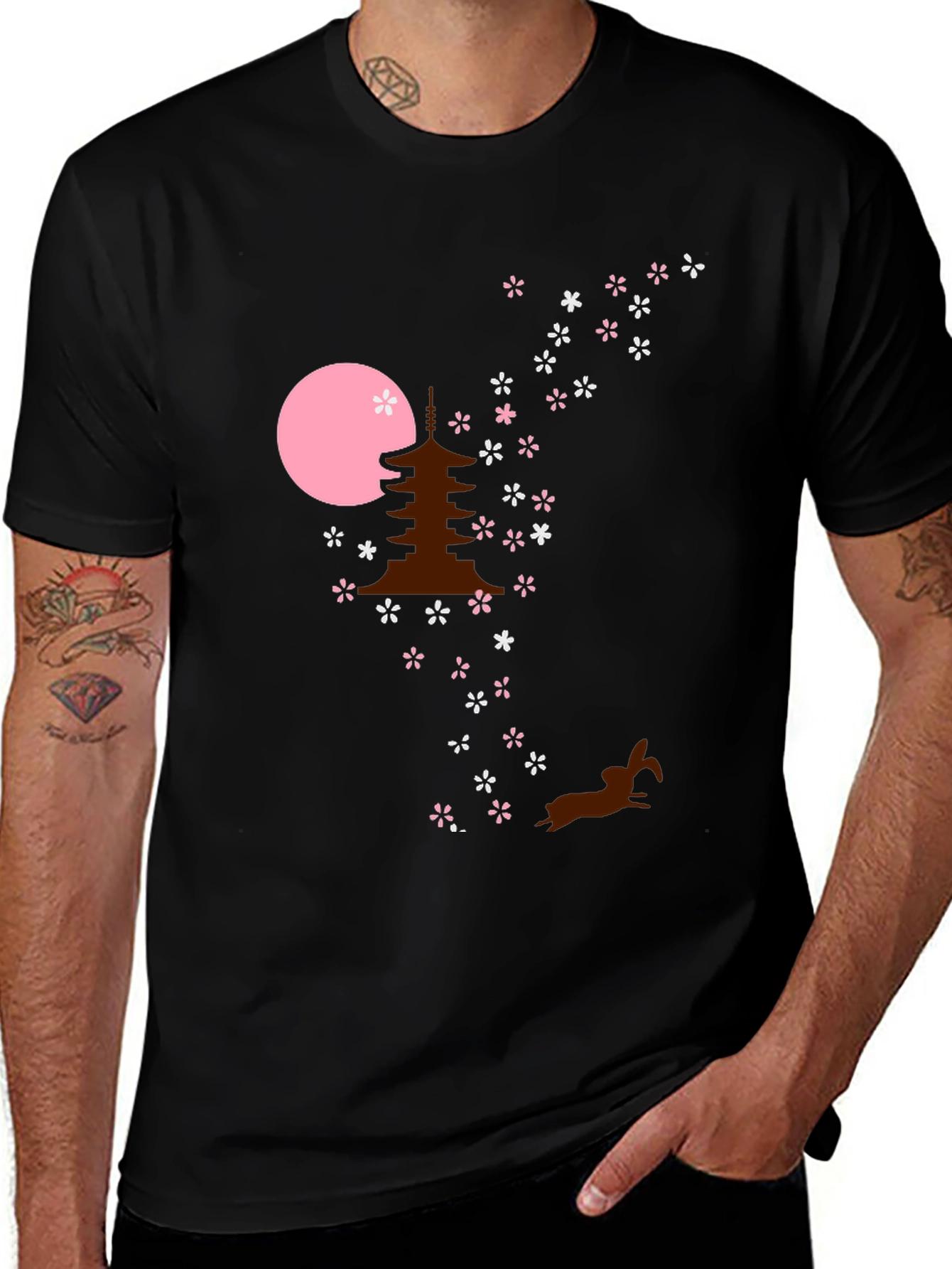 Variant 22 of Sakura Pagoda T-Shirt - Stylish Japanese-Inspired Design