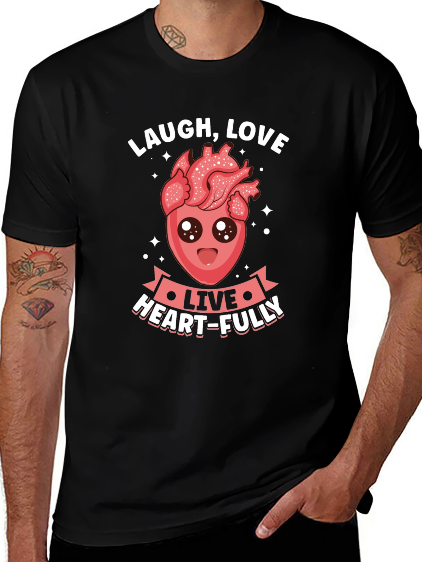 Variant 7 of Laugh Love Heart-Fully Graphic T-Shirt