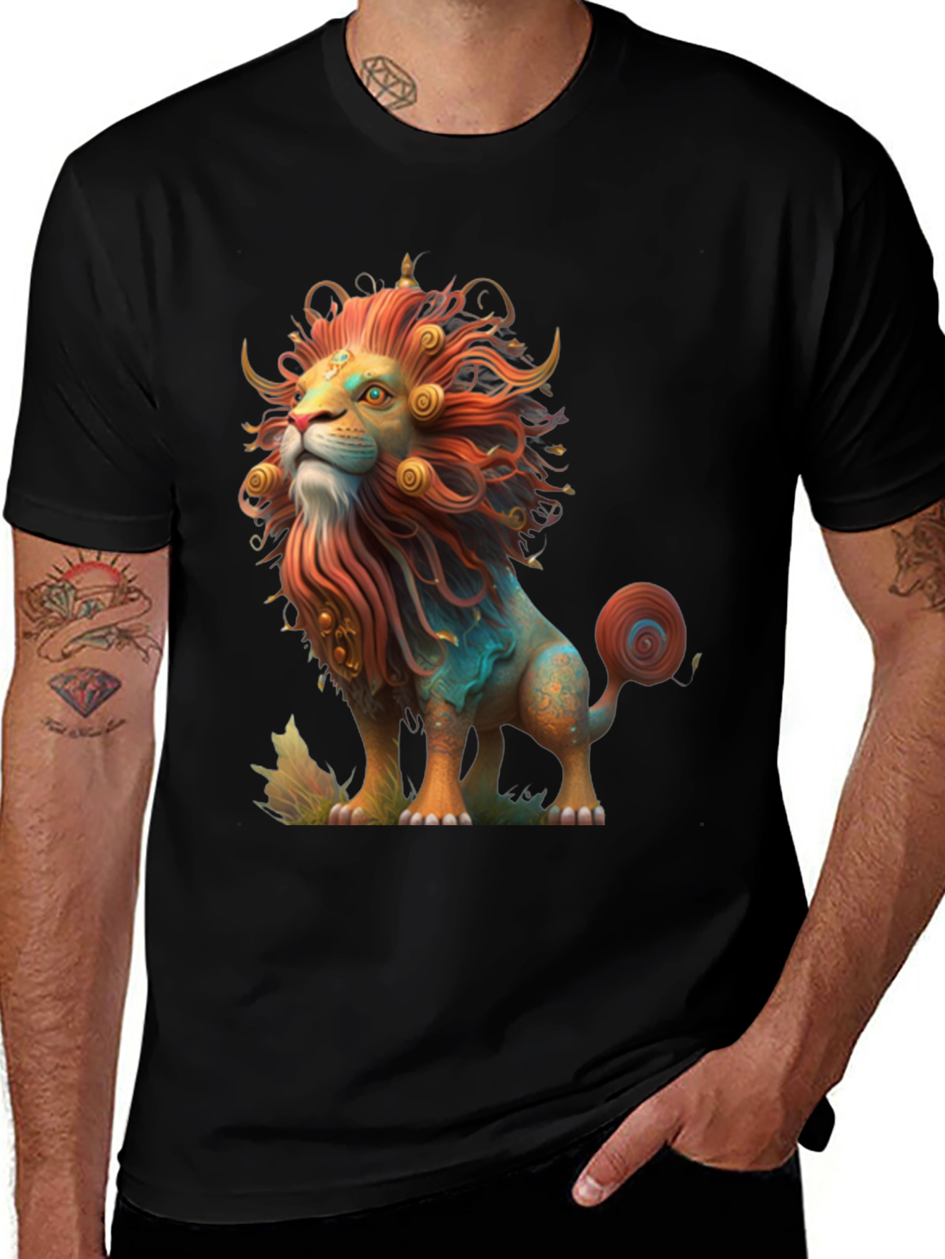 Variant 30 of Lion Graphic Tee - Artistic Design